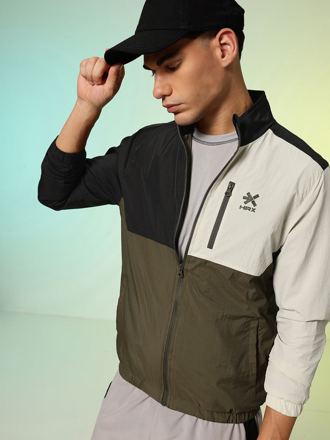 HRX by Hrithik Roshan Colourblocked Rapid-Dry Outdoor Bomber Jacket