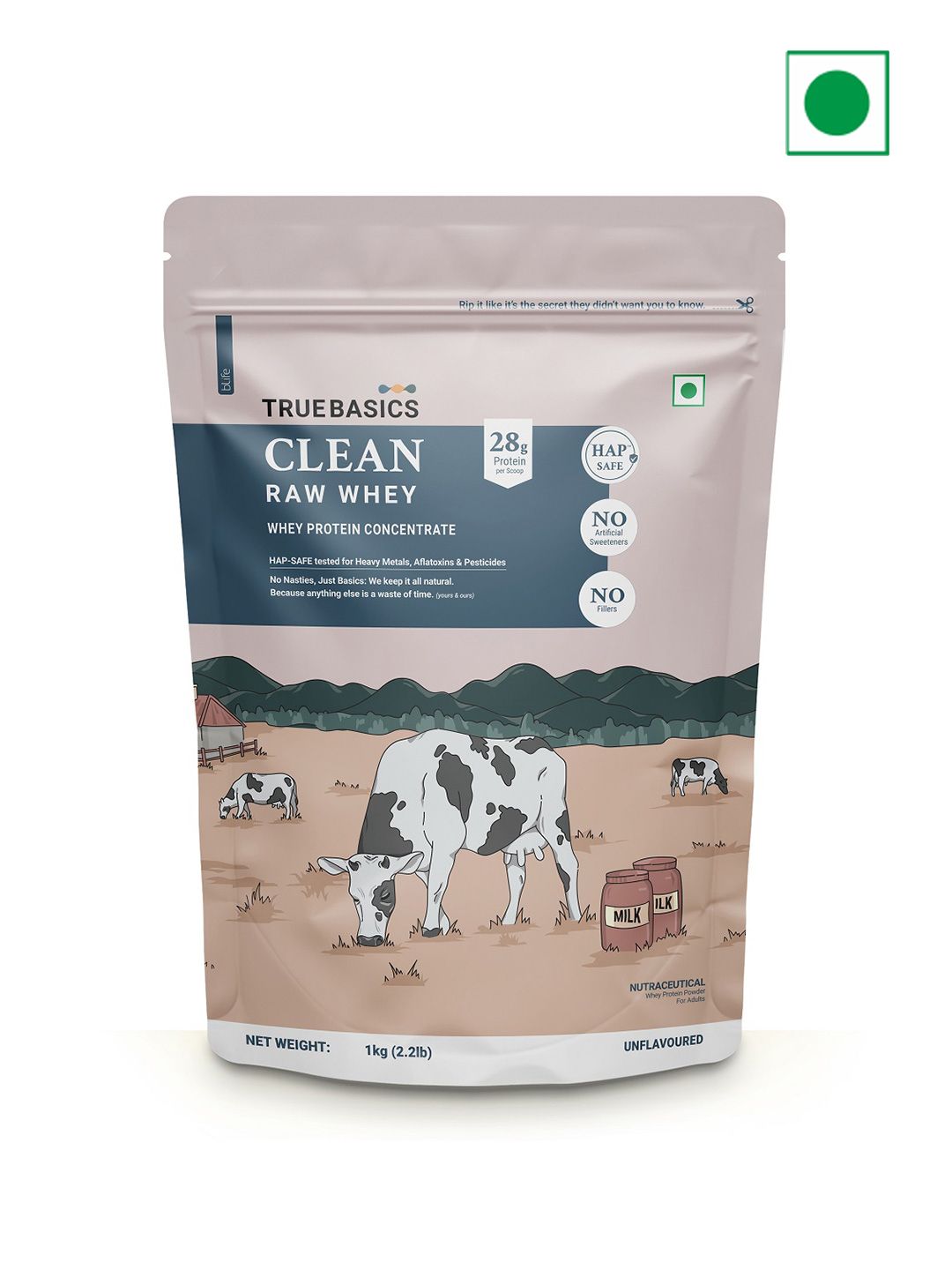 TrueBasics TrueBasics Clean Whey Protein Powder - Unflavored - 1 kg