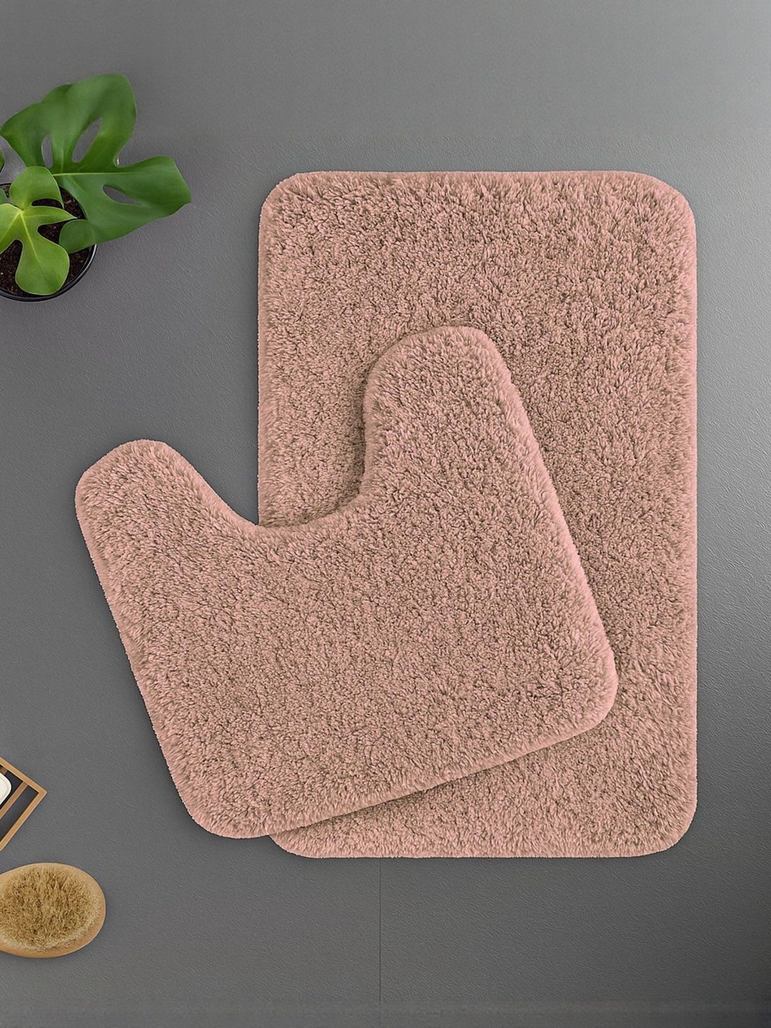 LUXEHOME INTERNATIONAL Peach 2 Pcs Anti-Skid Water-Absorbent Ultra Soft 2800 GSM Bath Rugs
