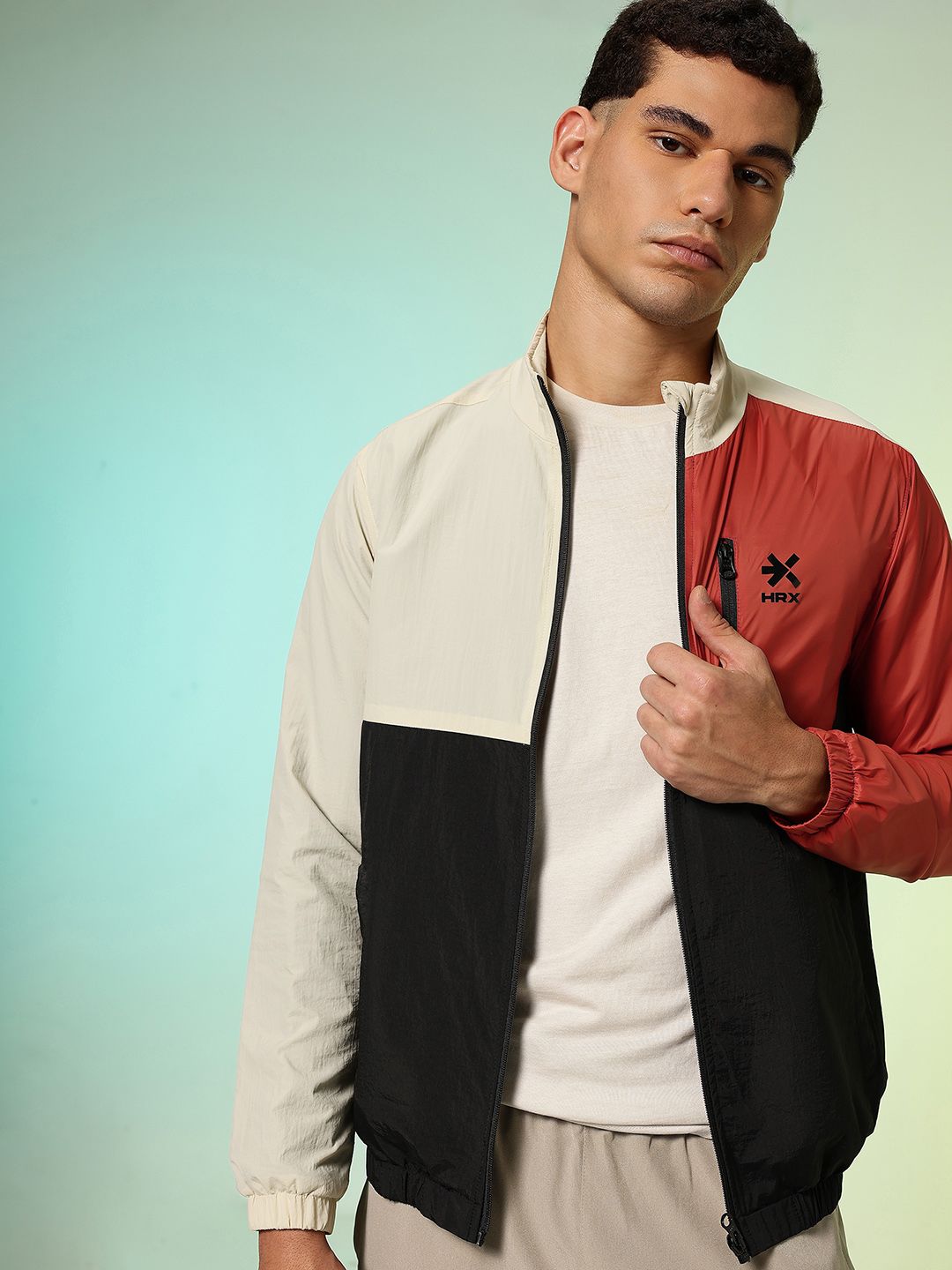 HRX by Hrithik Roshan Colourblocked Rapid-Dry Outdoor Bomber Jacket