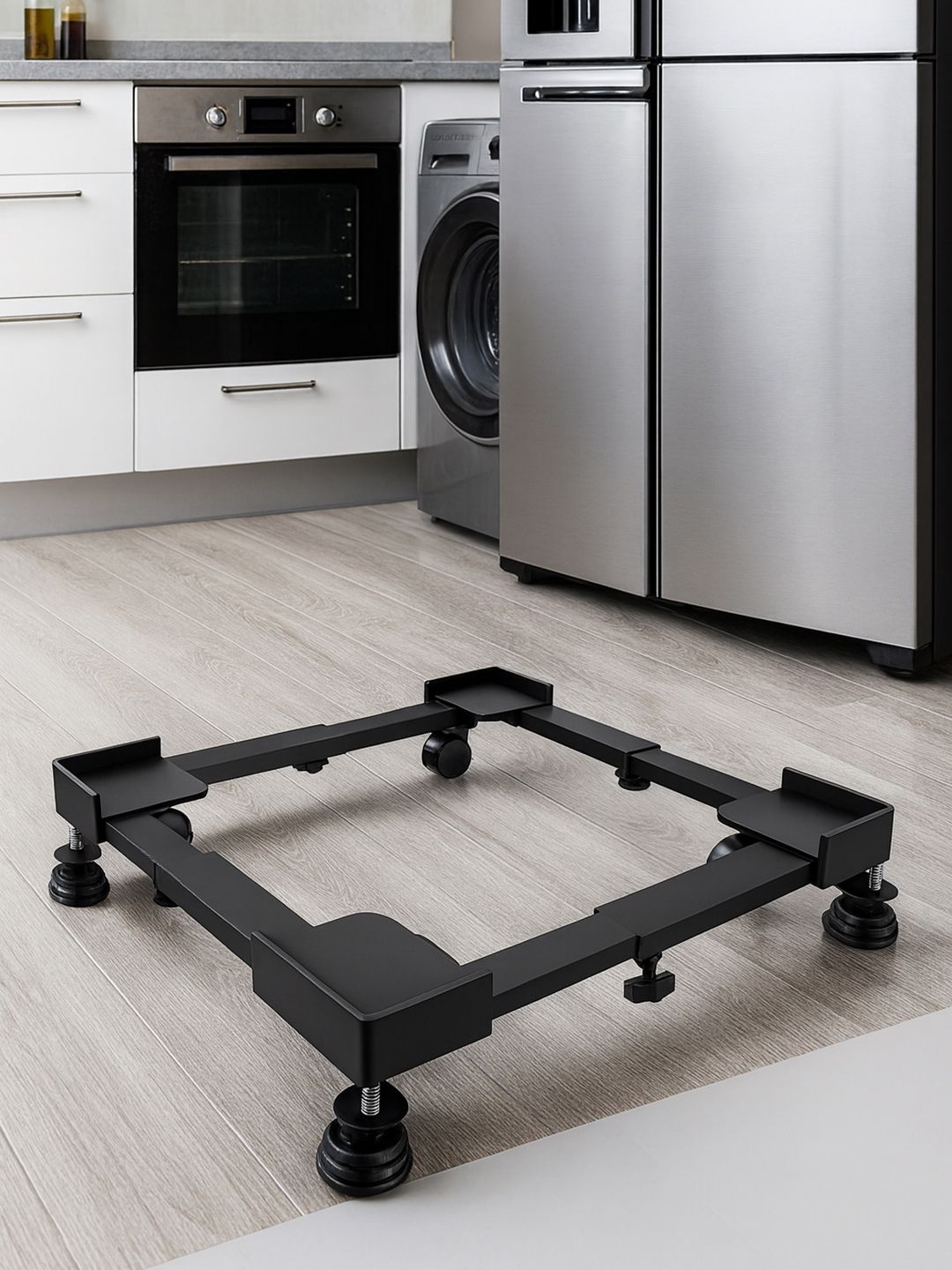 Kuber Industries Adjustable Fridge Washing Machine Trolley metal Stand Anti Vibration Grip