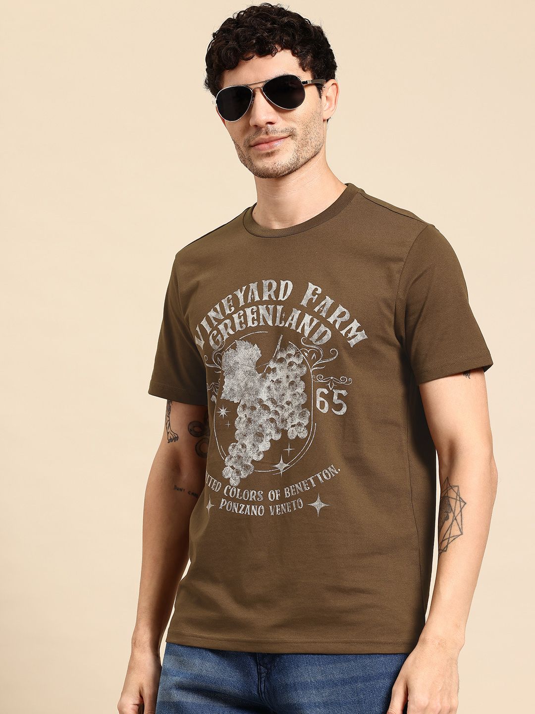United Colors of Benetton Graphic Printed Round Neck T-shirt