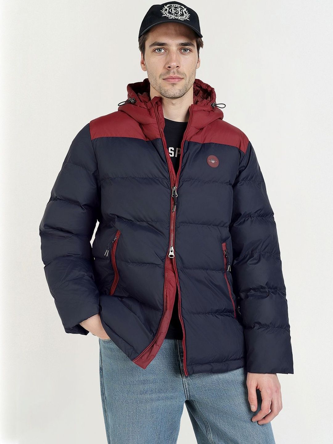GANT Men Hooded Colourblocked Lightweight Puffer Jacket
