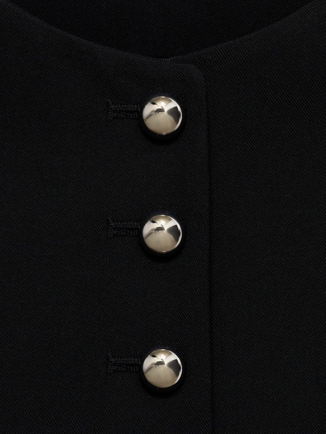 Solid Round Neck Waistcoat With Front Slit