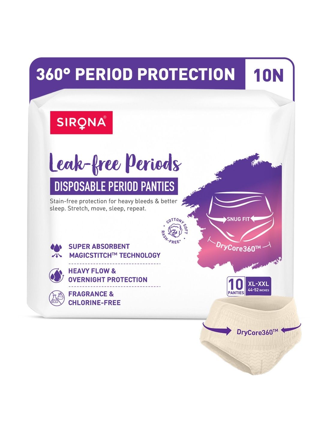 Sirona Sirona Super Absorbent Disposable Period Panties -XXL - 10 Pcs