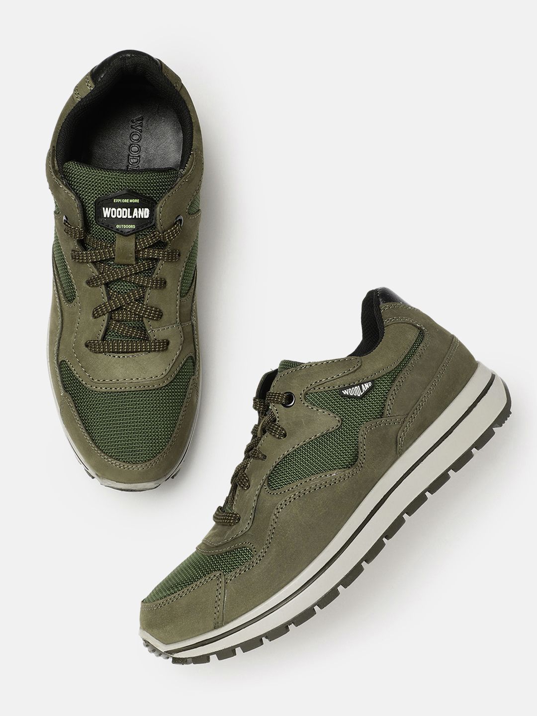 Woodland Woodland Men Comfort Insole Leather Sneakers