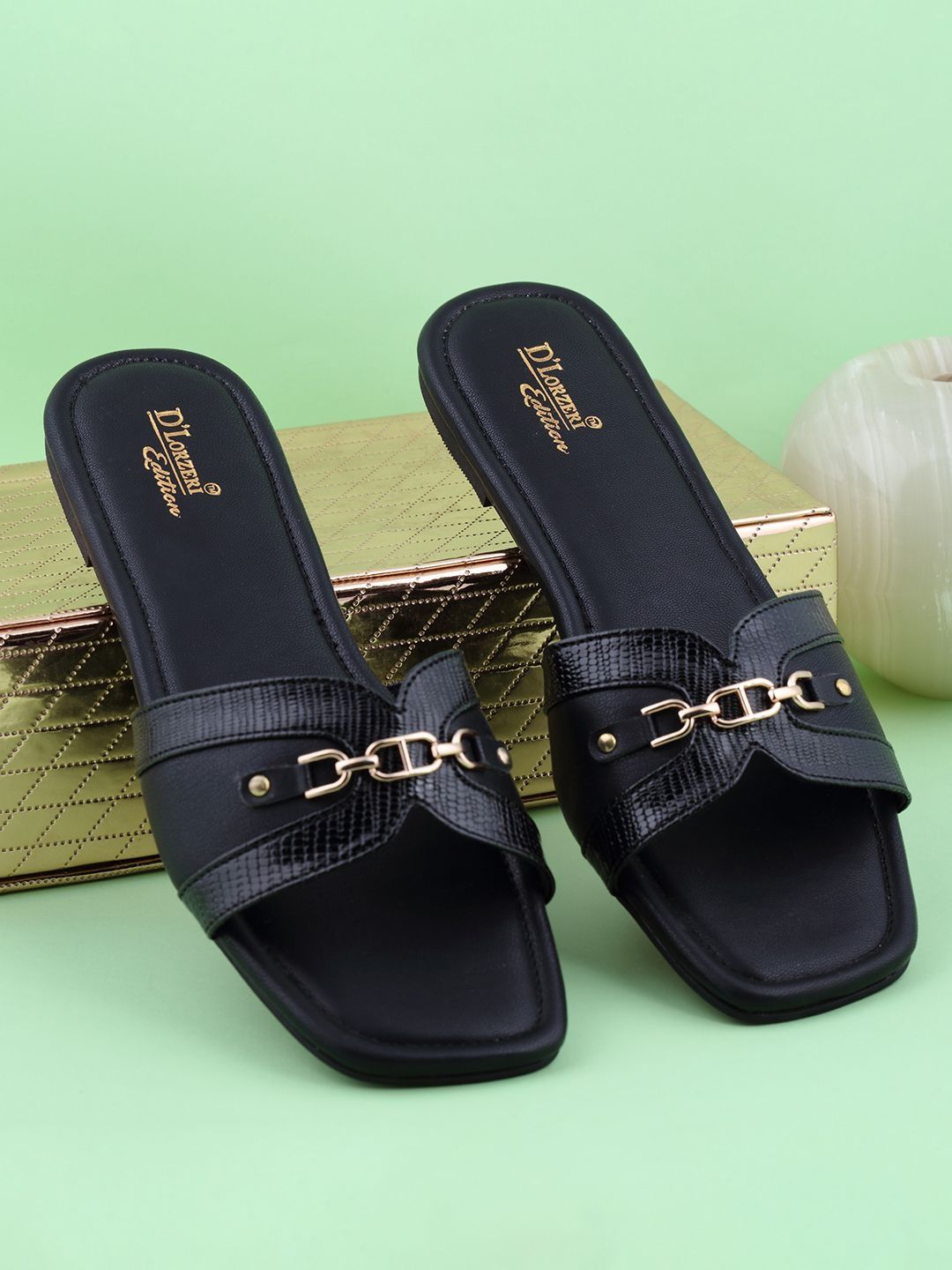 D LORZERI Women Open Toe Flats with Buckles