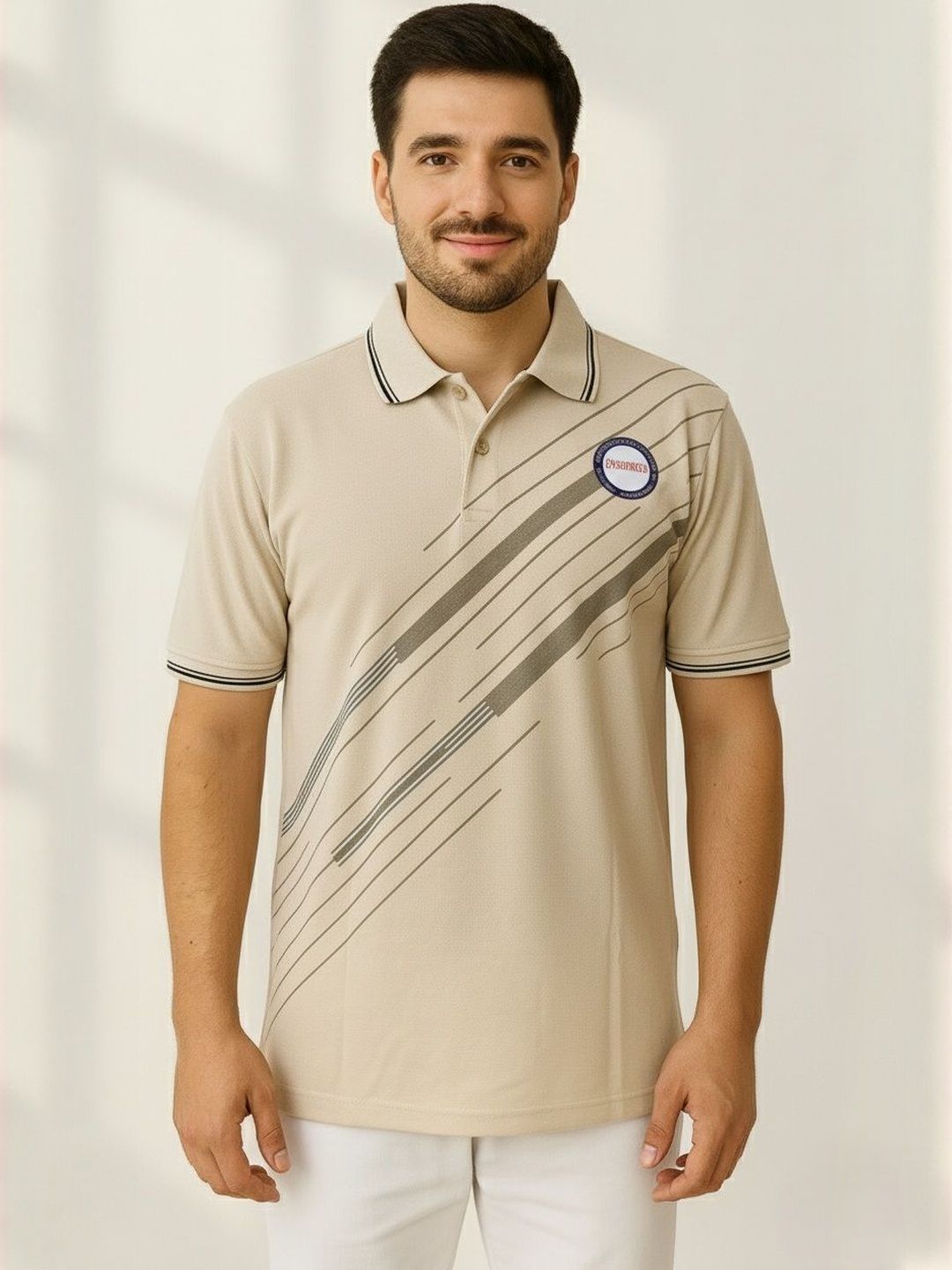 Dollar Dollar Men Printed Polo Collar Short Sleeves T-shirt