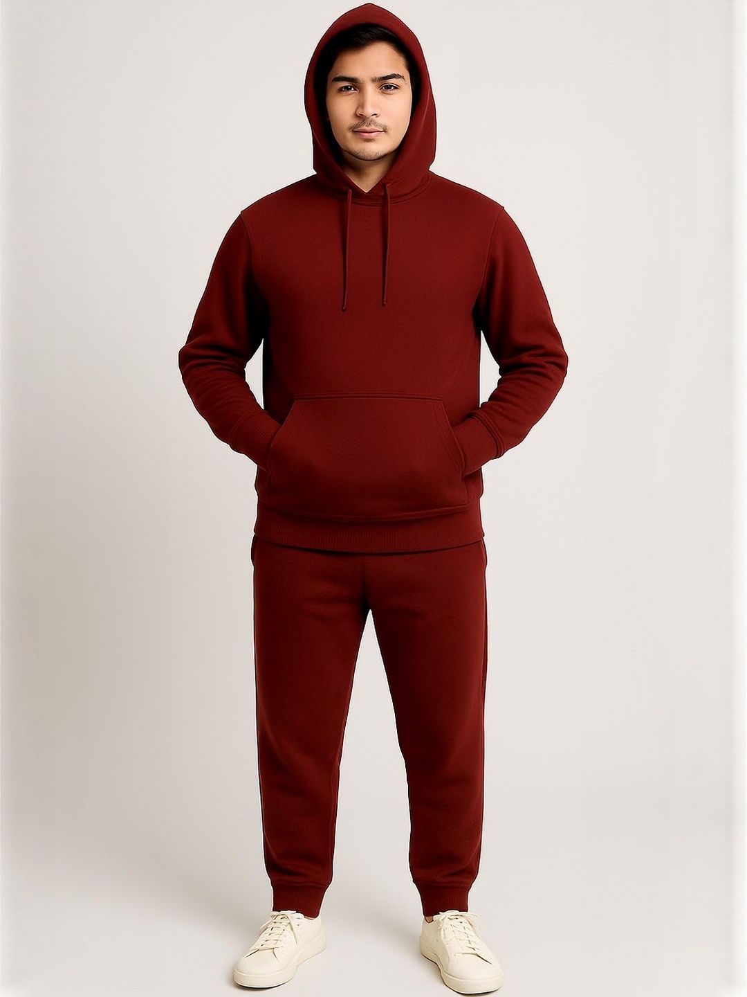 CKARFE Men Mid-Rise Long Sleeves Hooded Neck Tracksuit