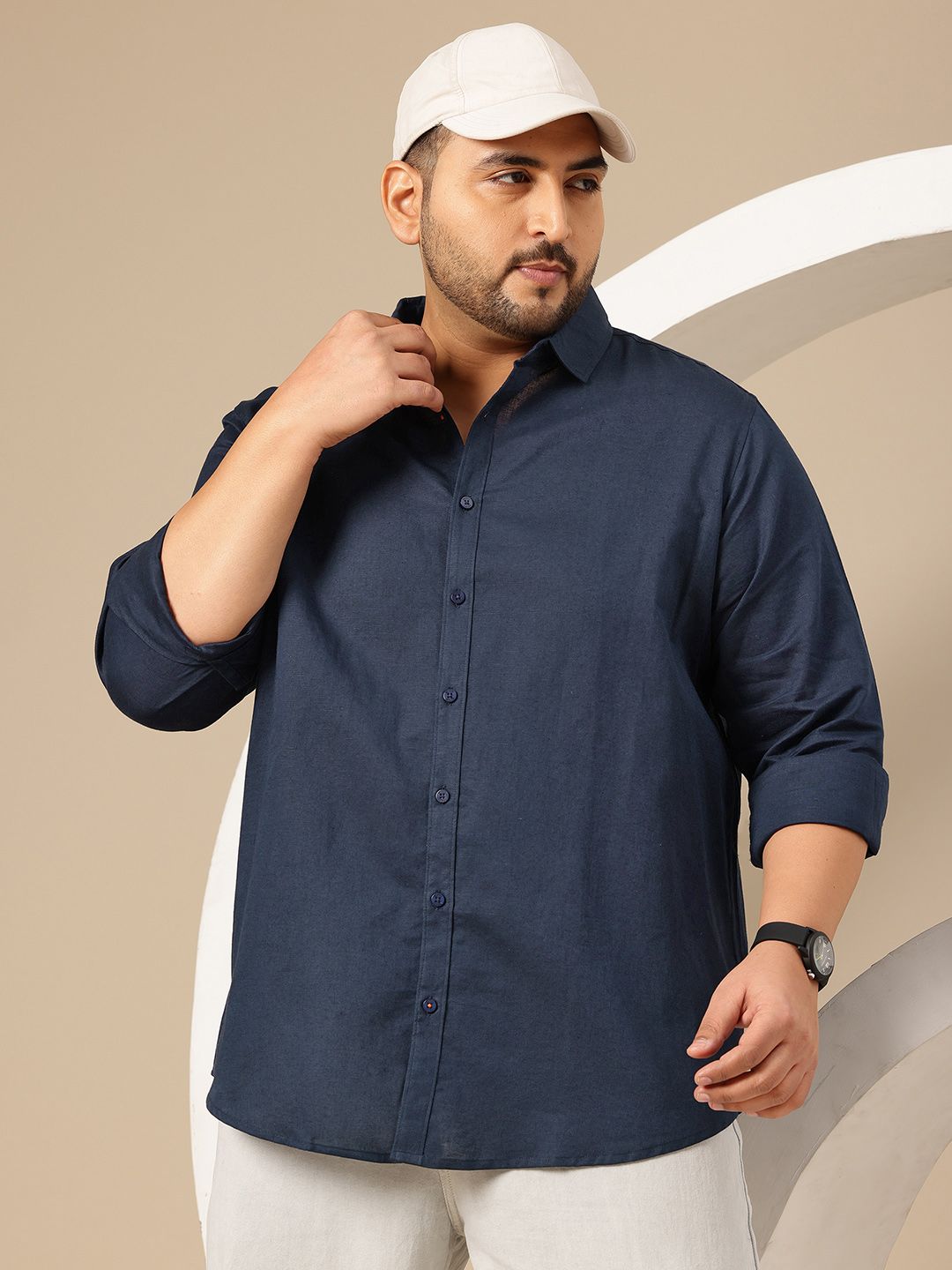 Buy Sztori Plus Size Cotton Linen Casual Shirt - Shirts for Men