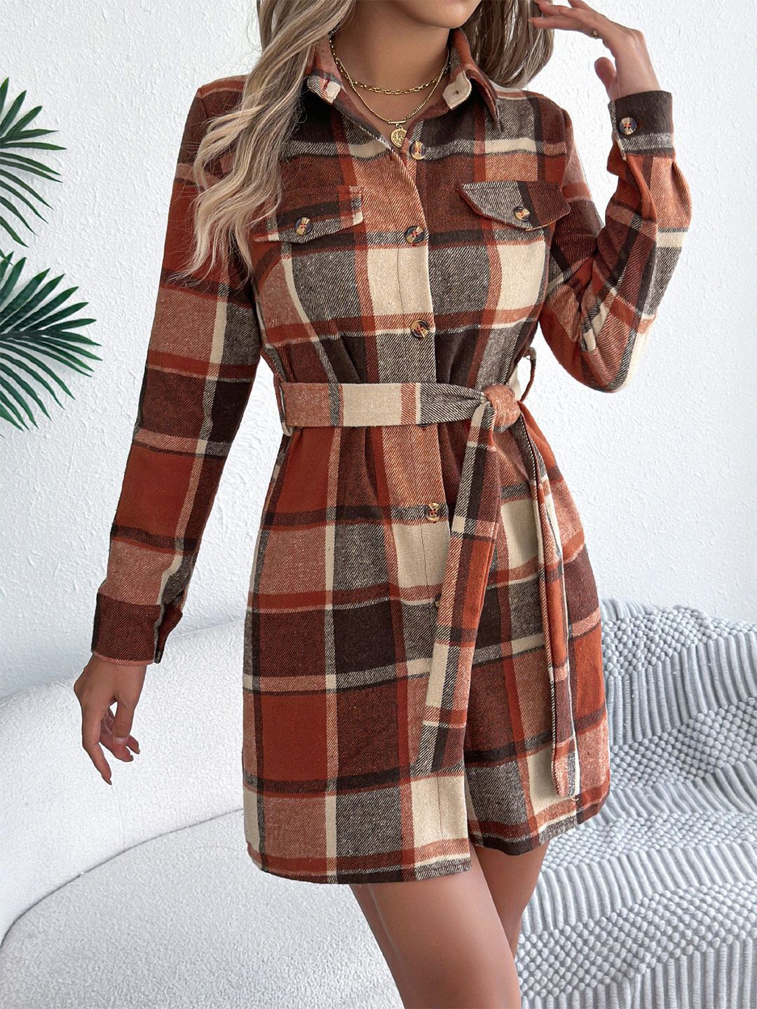 Buy Mast & Harbour Checked Shirt Mini Dress - Dresses for Women