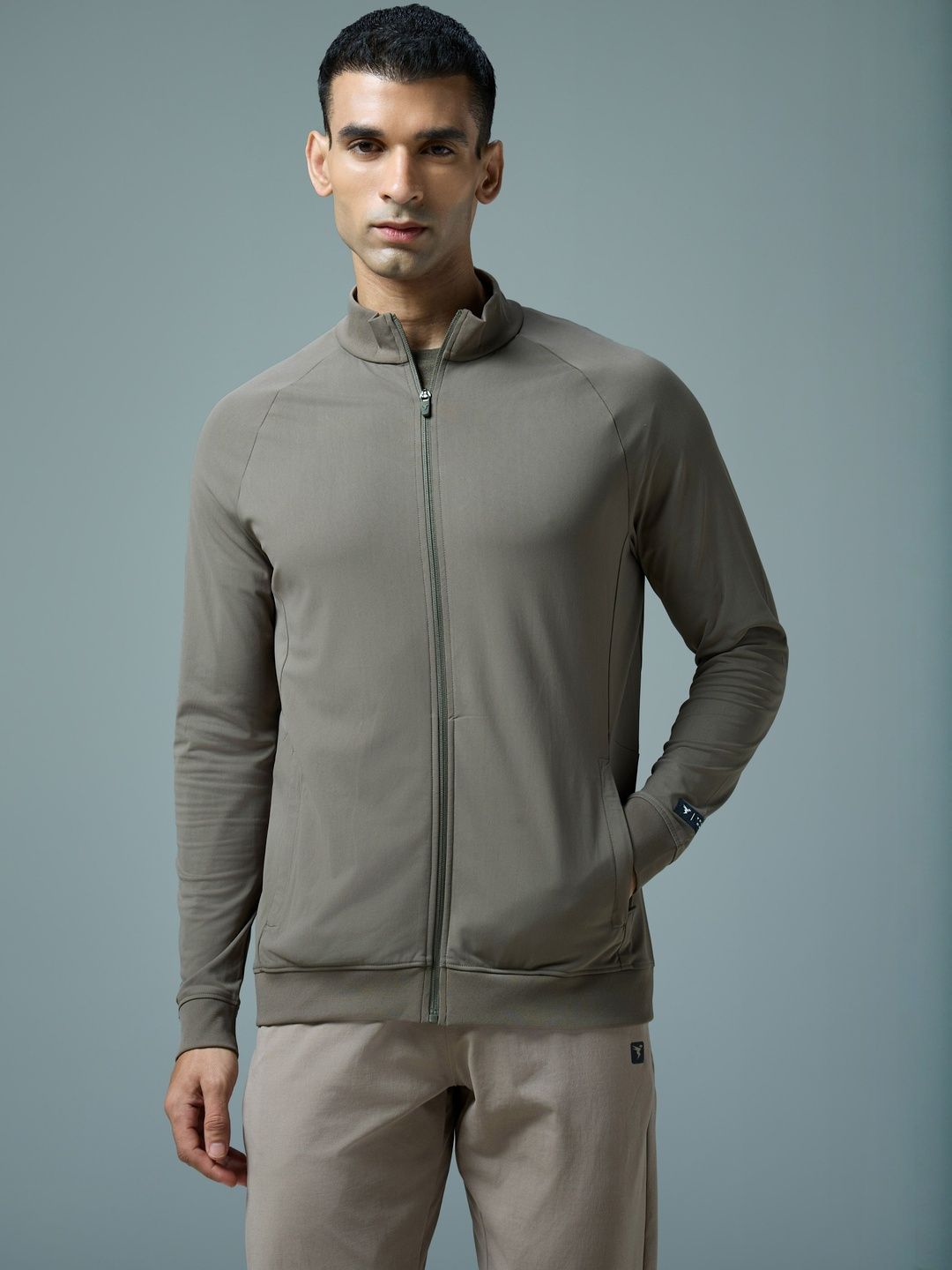 Technosport Men Mock Collar Solid Lightweight Sporty Jacket