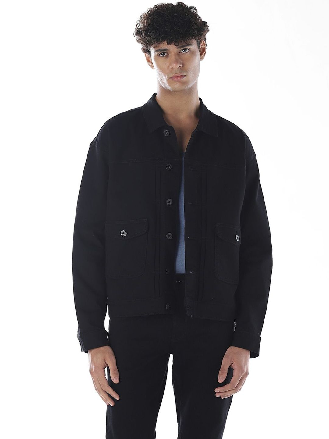 Jack & Jones Men Solid Open Front Jacket