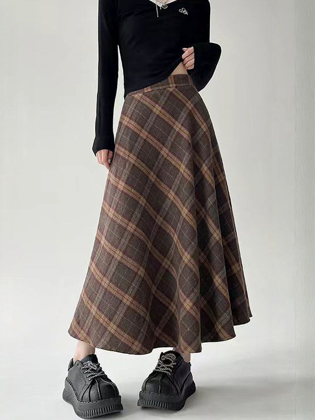 StyleCast x Revolte Checked Midi A-Line Skirts
