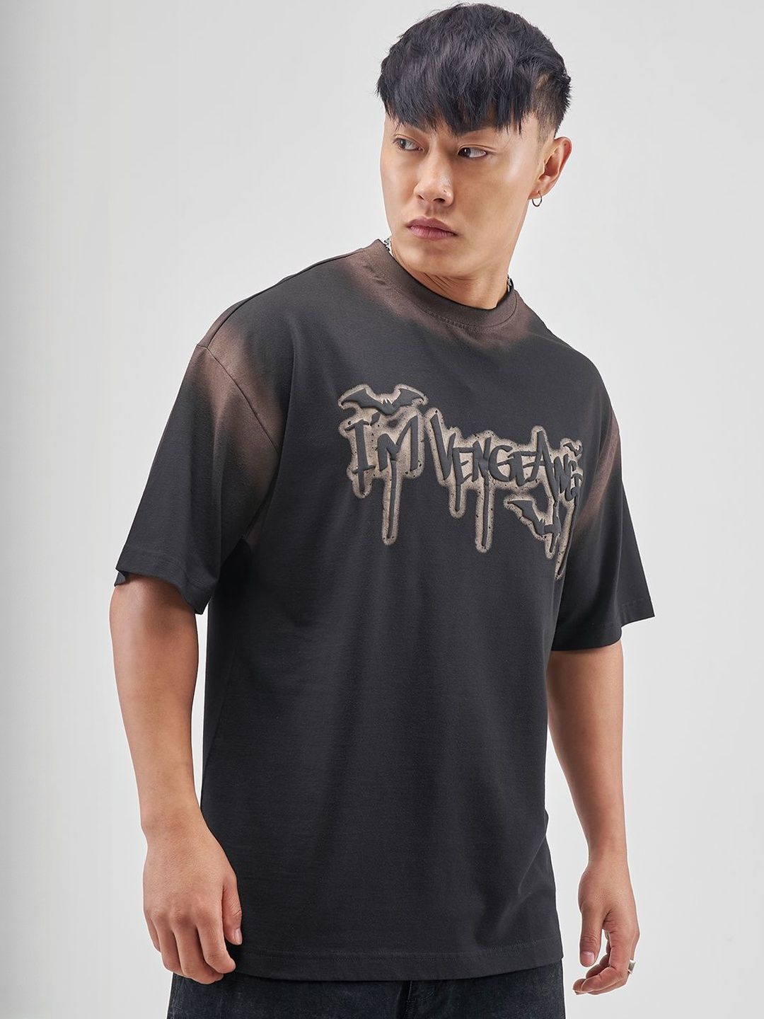 HIGHLANDER Typography Printed Cotton Oversized T-shirt