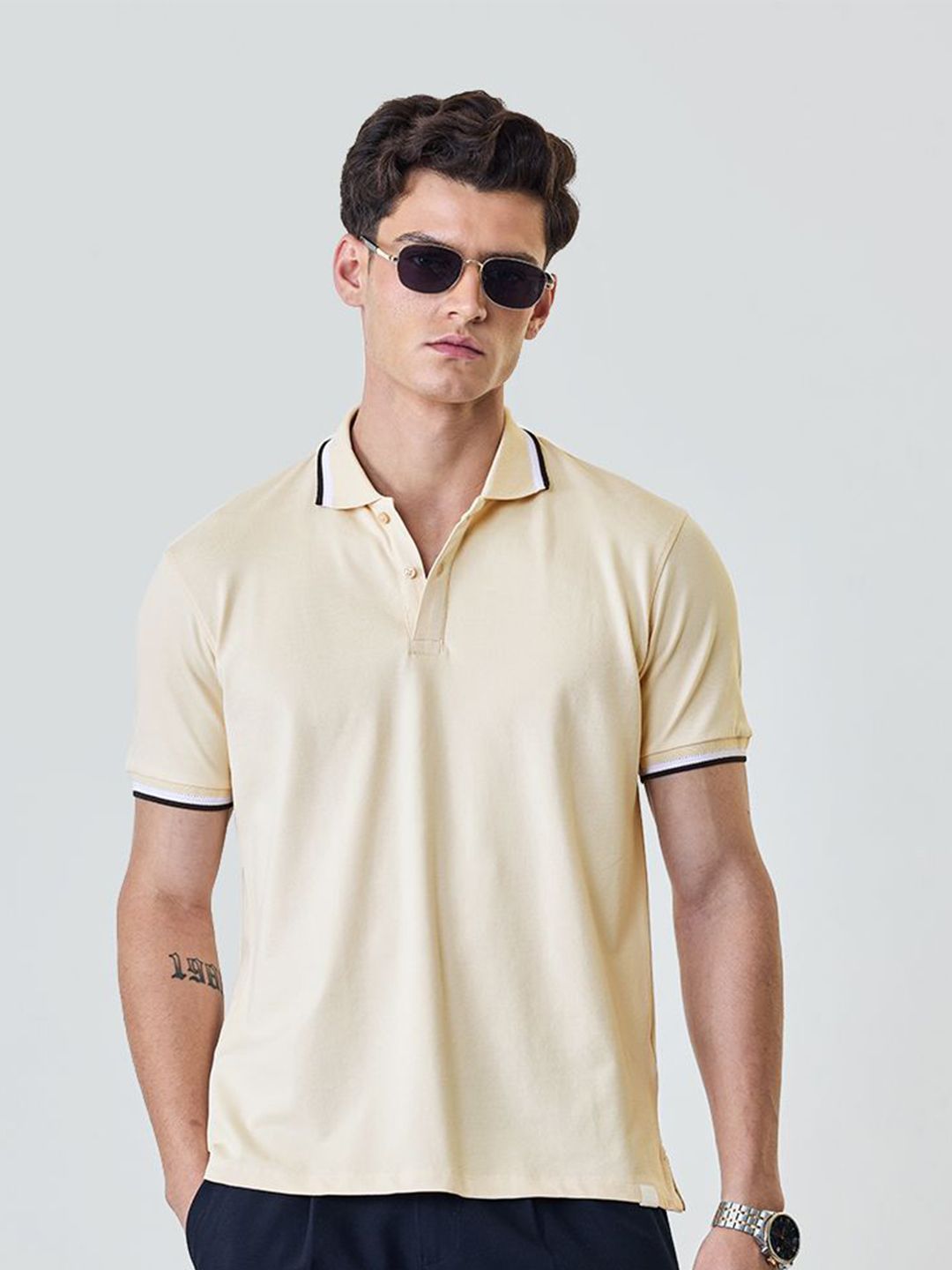 Snitch Polo Collar Short Sleeves Regular Fit Cotton T-Shirt