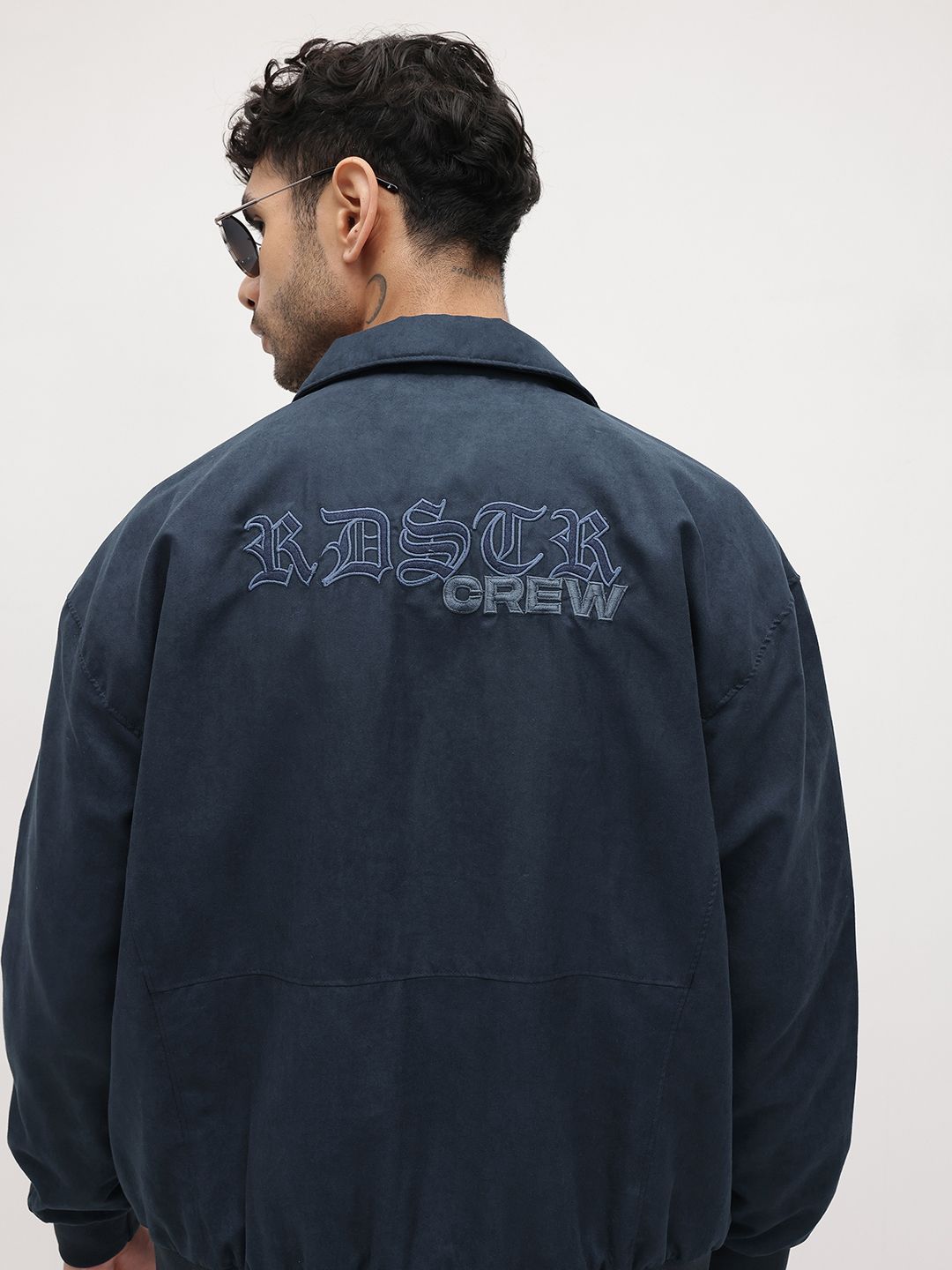 The Roadster Life Co. Typography Embroidered Suede Finish Bomber Jacket