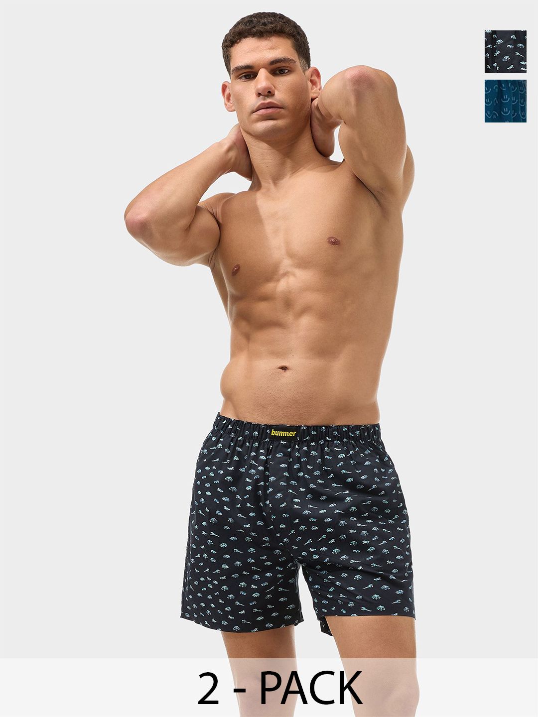bummer Men Pack Of 2 Printed Inner Elastic Boxers