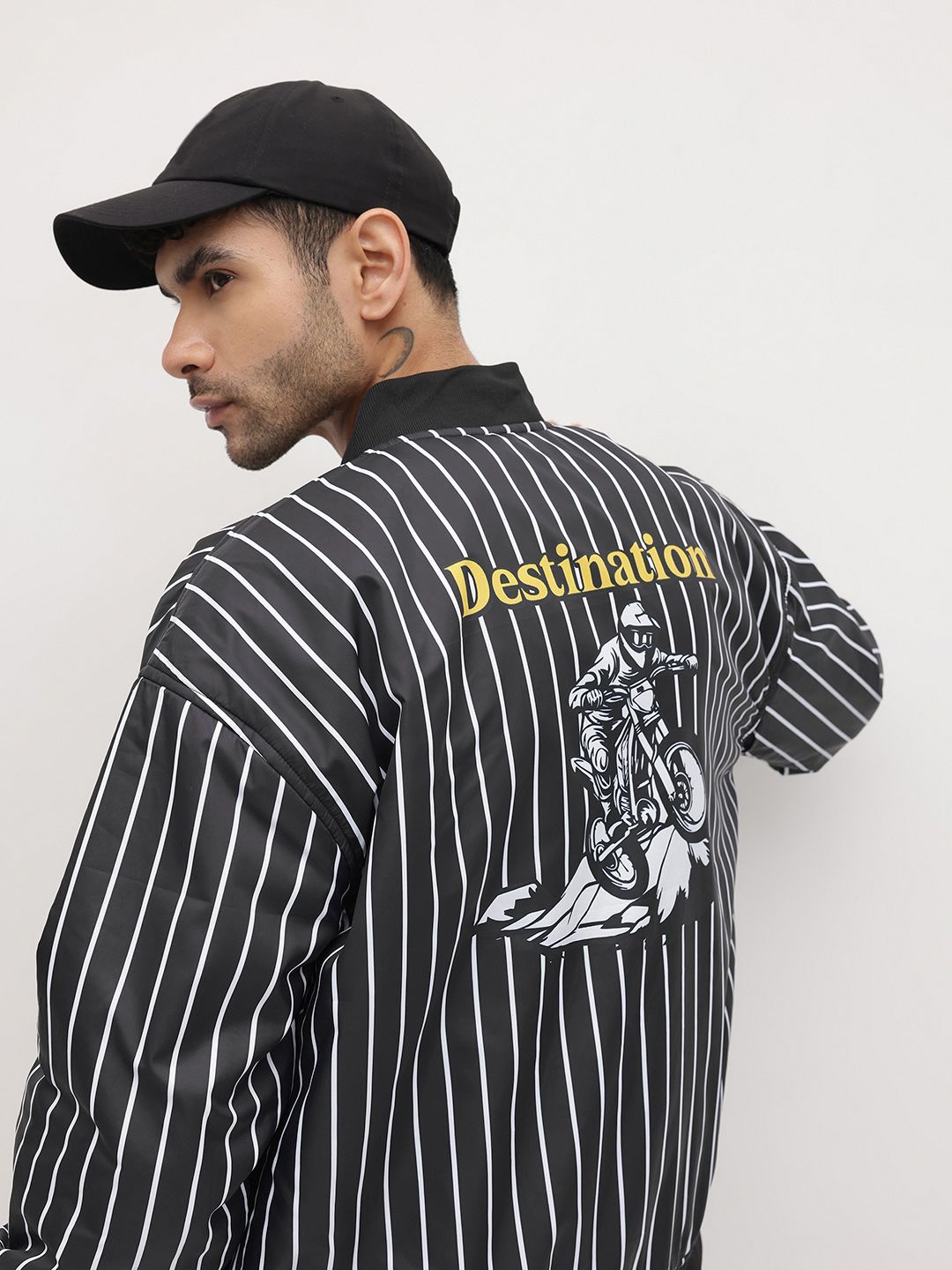The Roadster Life Co. Striped Graphic Printed Tailored Jacket