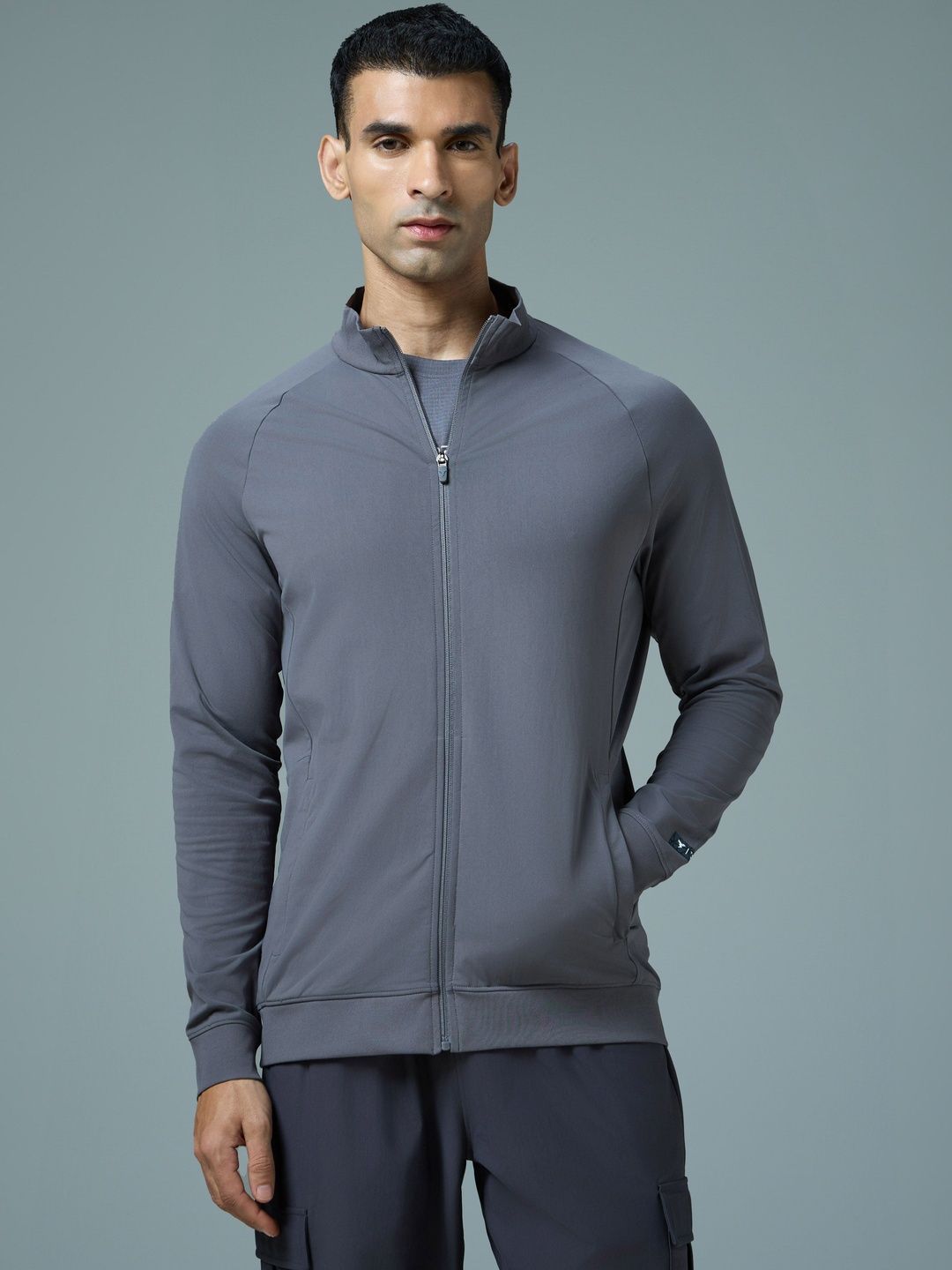 Technosport Men Mock Collar Solid Lightweight Sporty Jacket