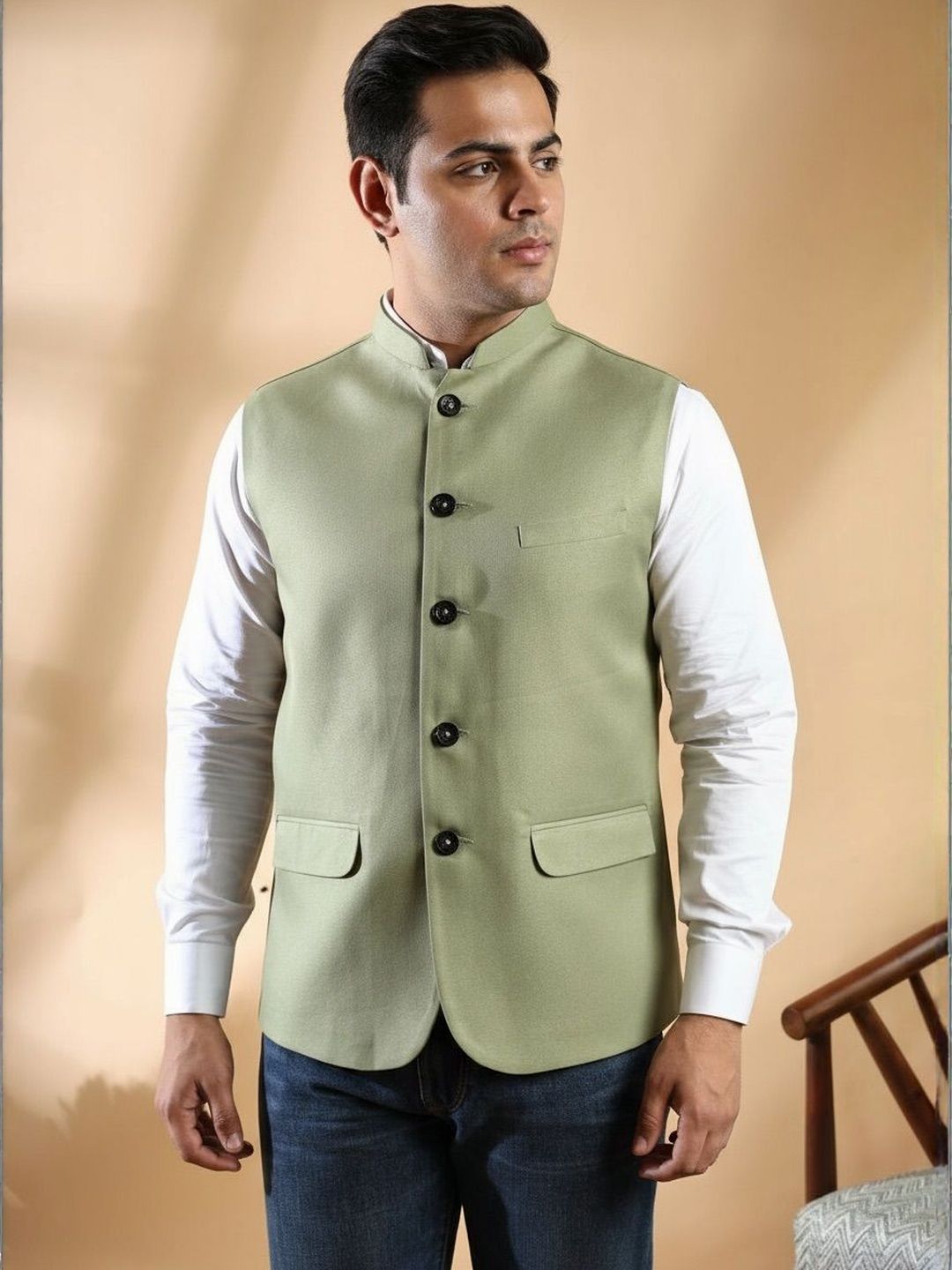 Ethluxis Men Mandarin Collar Nehru Jacket