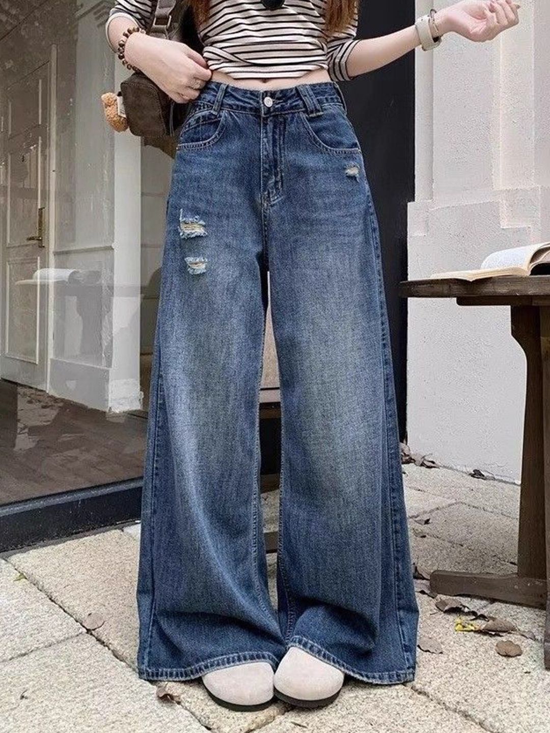 StyleCast x Revolte StyleCast x Revolte Women Mid-Rise Heavy Fade Retro Denims Regular Fit Jeans