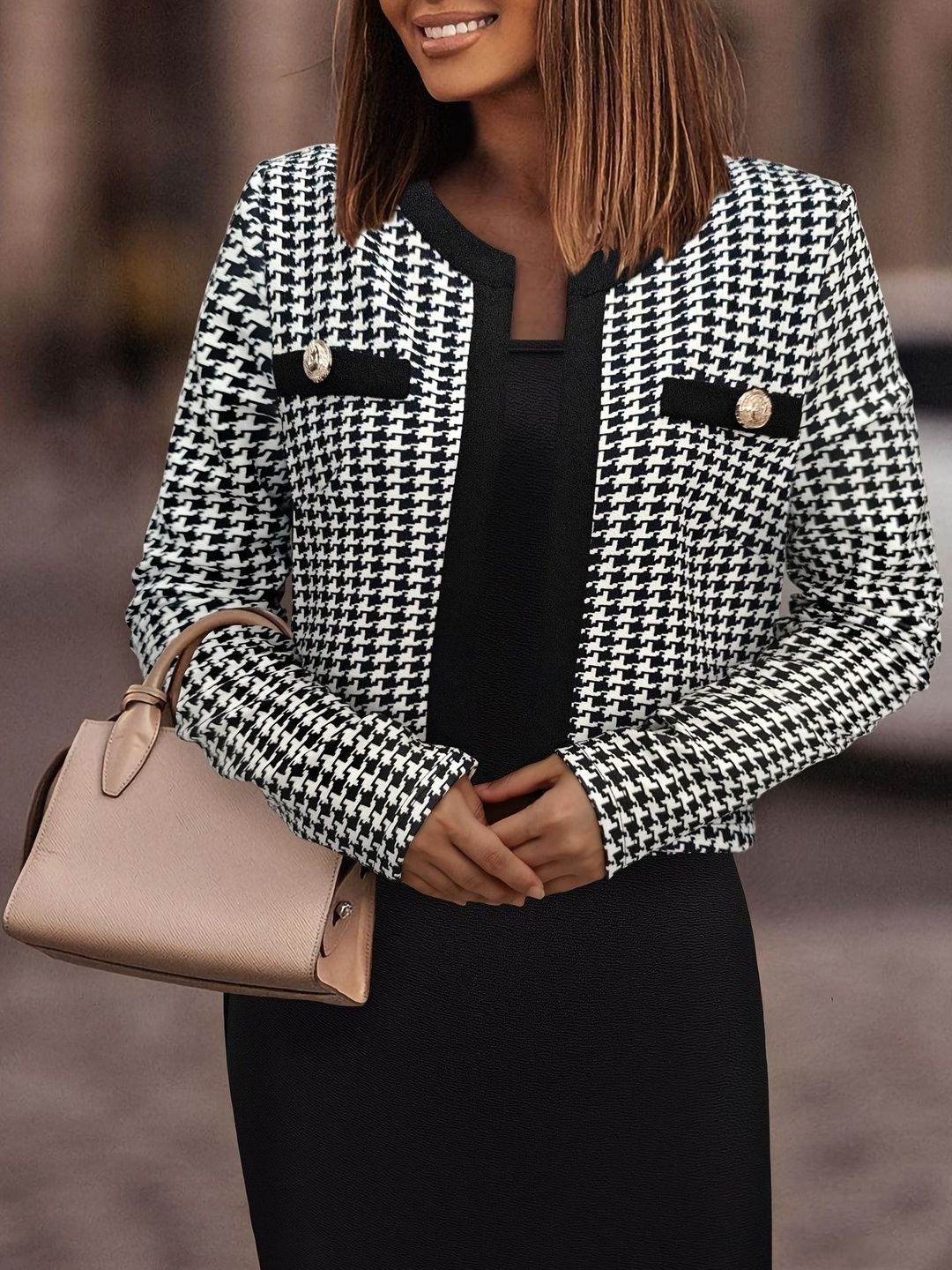 StyleCast x Revolte Checked Crop Formal Jacket