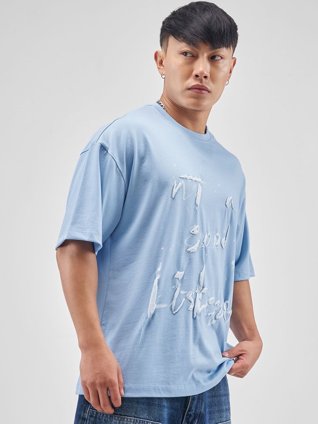 HIGHLANDER Typography Printed Cotton Oversized T-shirt