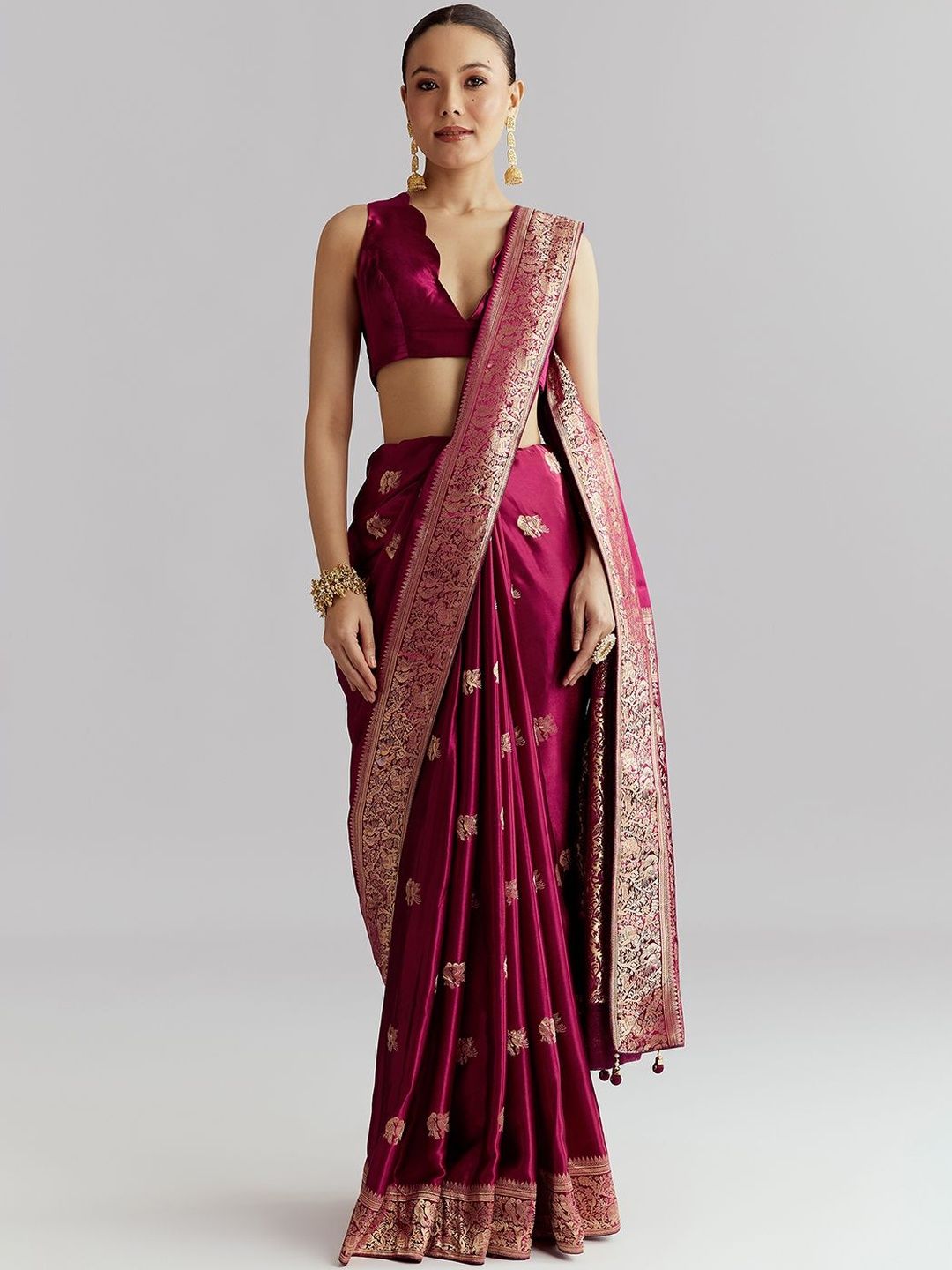 KALKI Fashion KALKI Fashion Ethnic Motifs Woven Design Zari Satin Saree