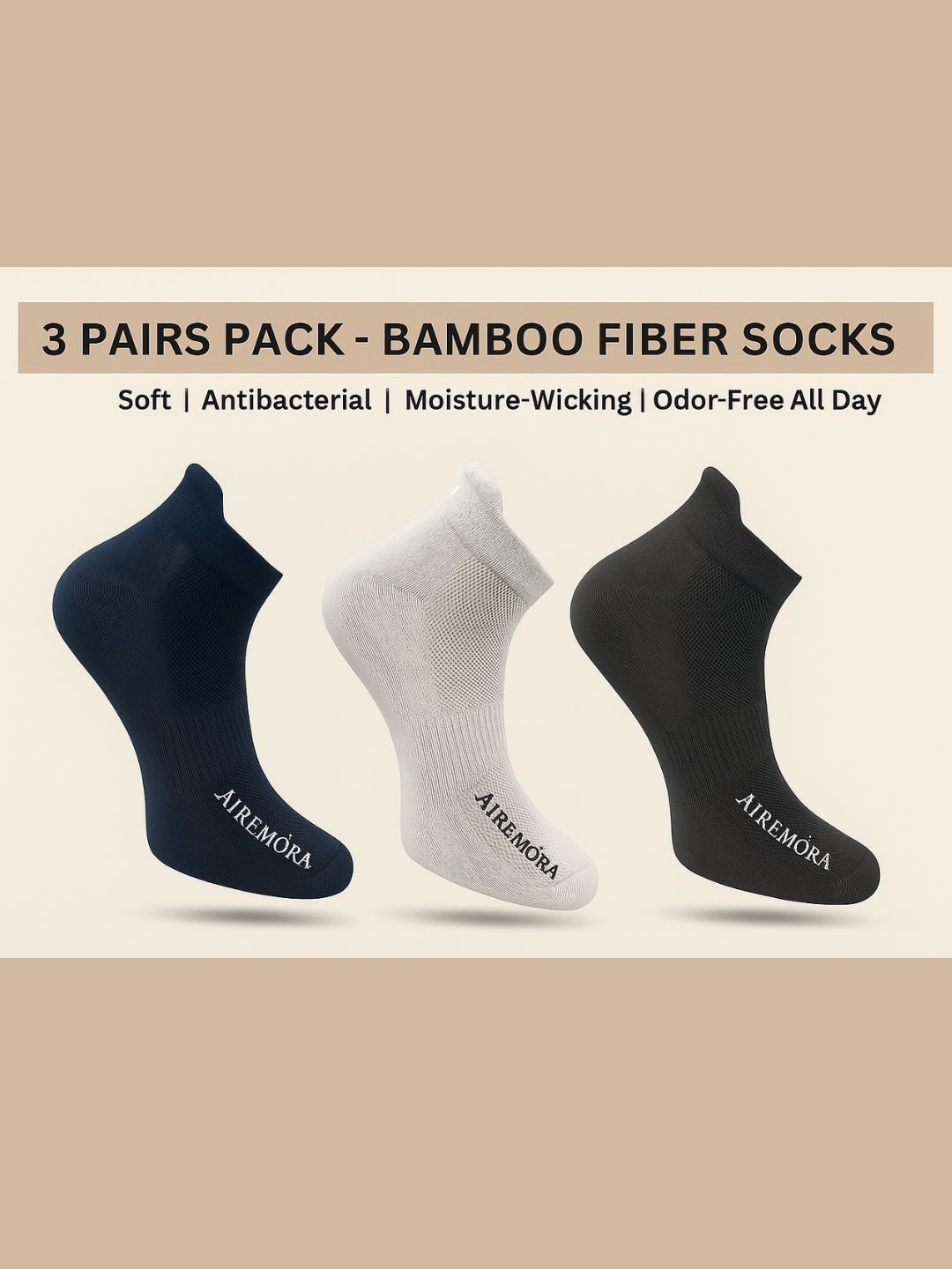 Airemora Men Pack Of 3 Ankle-Length Socks