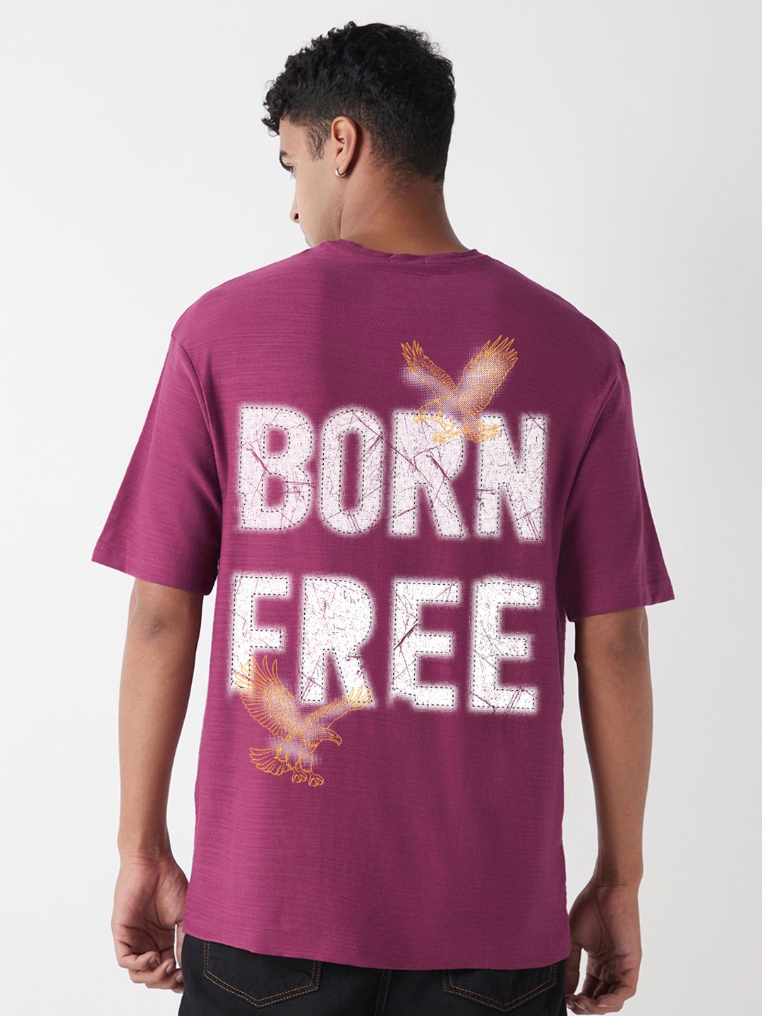 Bewakoof AIR Men Typography Printed Round Neck Pure Cotton Oversized T-shirt