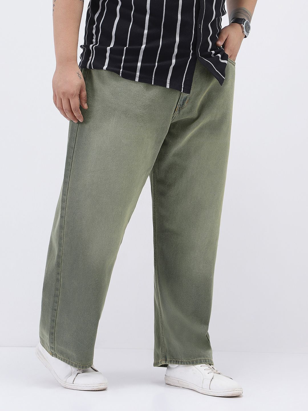 Urbano Plus Men Grey Heavy Washed Jeans Non-Stretchable Baggy Fit