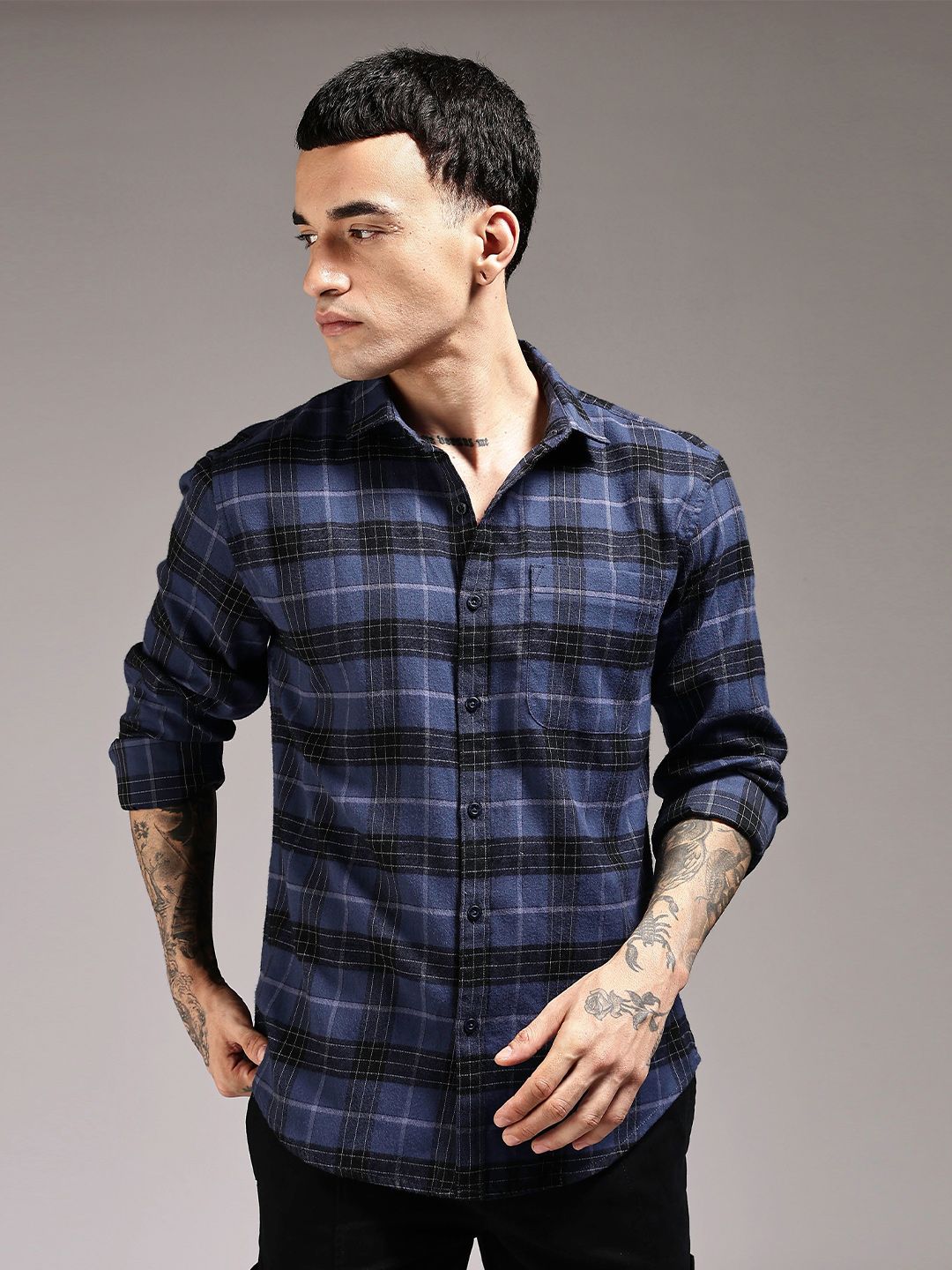 HERE&NOW Men Tartan Checks Checked Casual Shirt