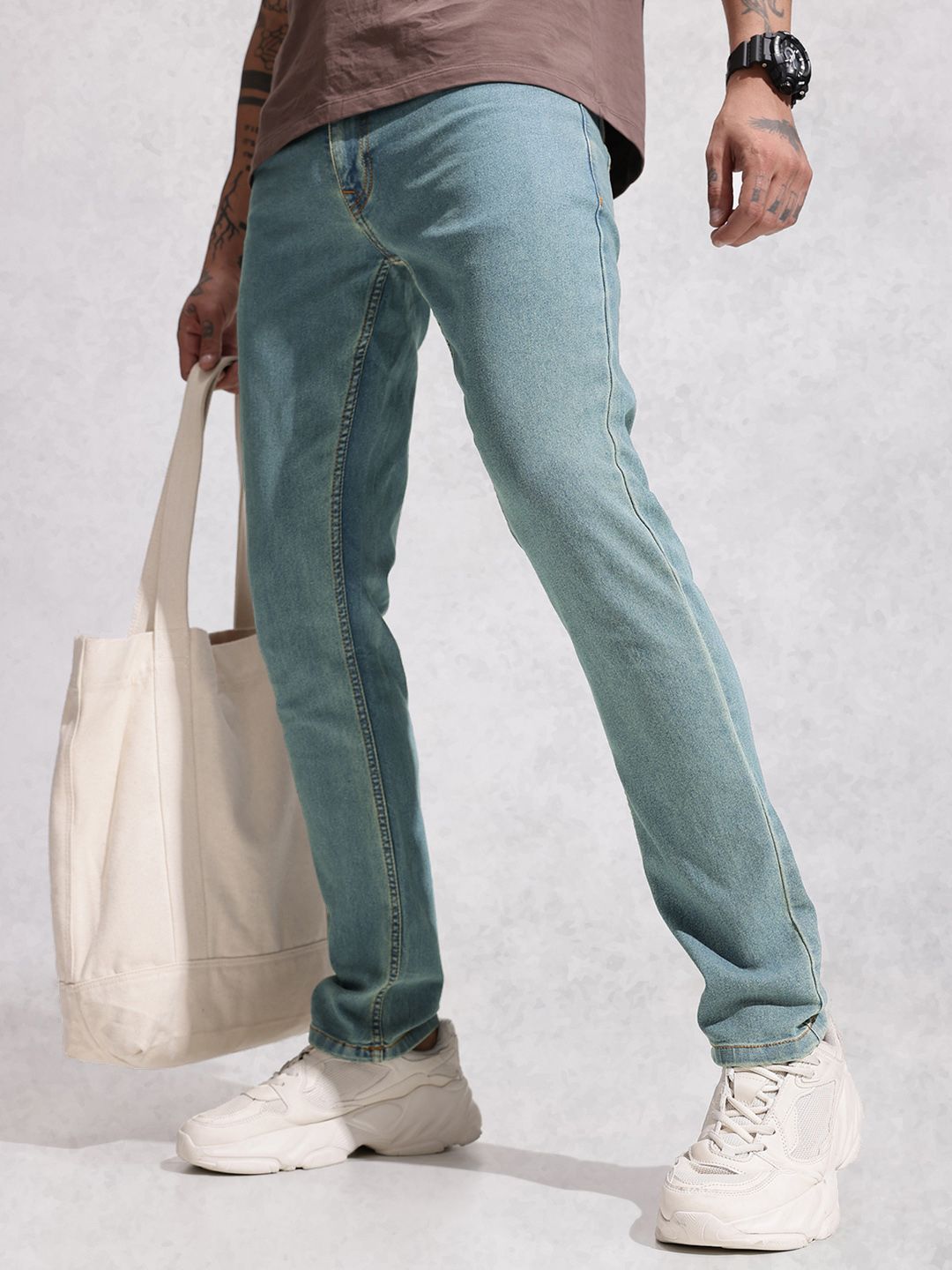 WROGN Men Slim Fit Light Fade Stretchable Jeans
