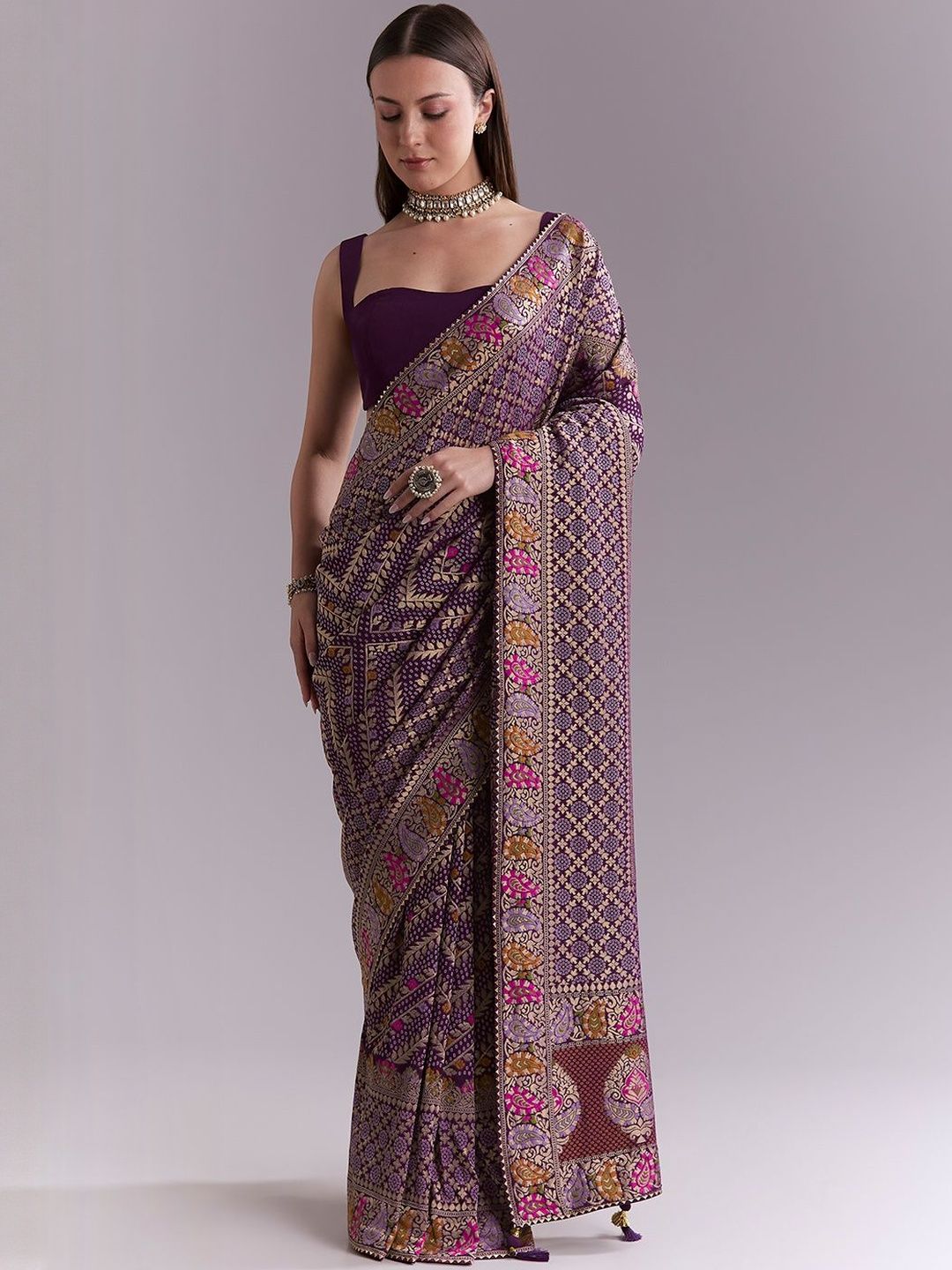 KALKI Fashion KALKI Fashion Ethnic Motifs Zari Heavy Work Saree With Blouse Piece