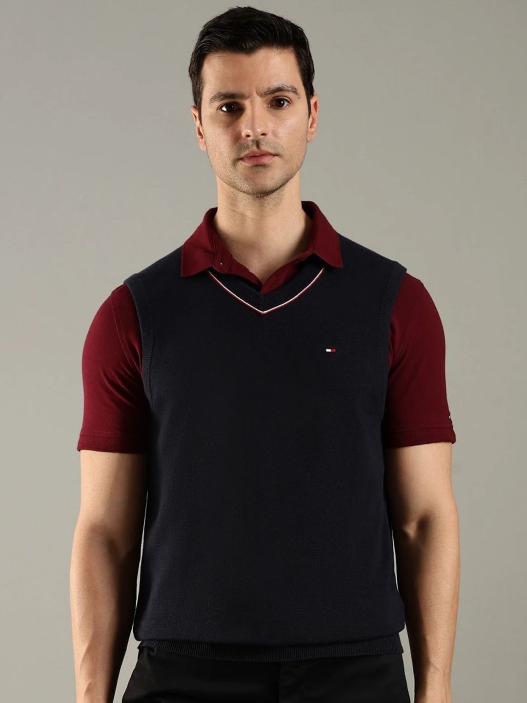 Tommy Hilfiger V-Neck Pure Cotton Sleeveless Sweater Vest