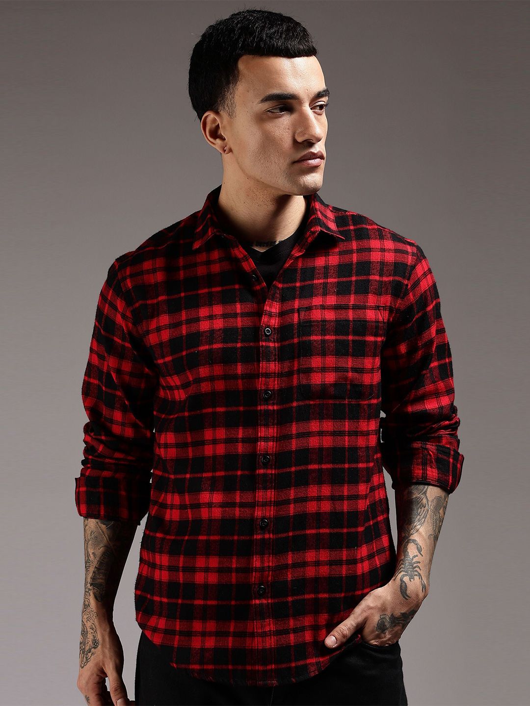 HERE&NOW Men Tartan Checks Checked Casual Shirt
