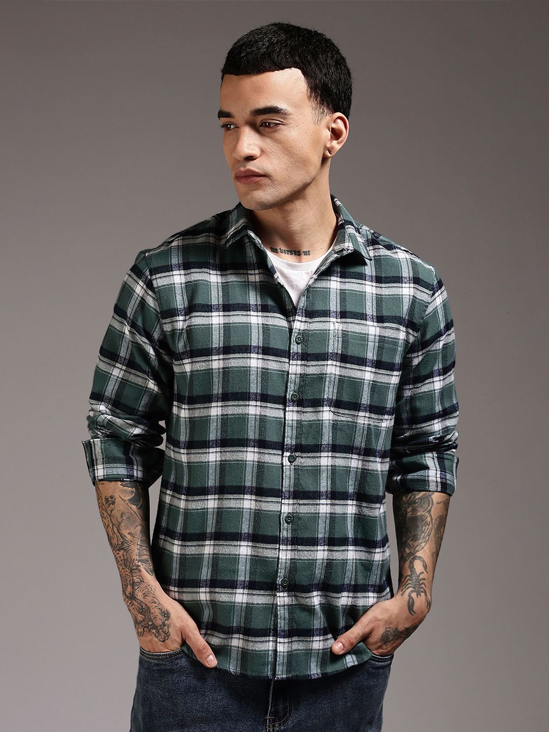HERE&NOW Men Tartan Checks Checked Casual Shirt