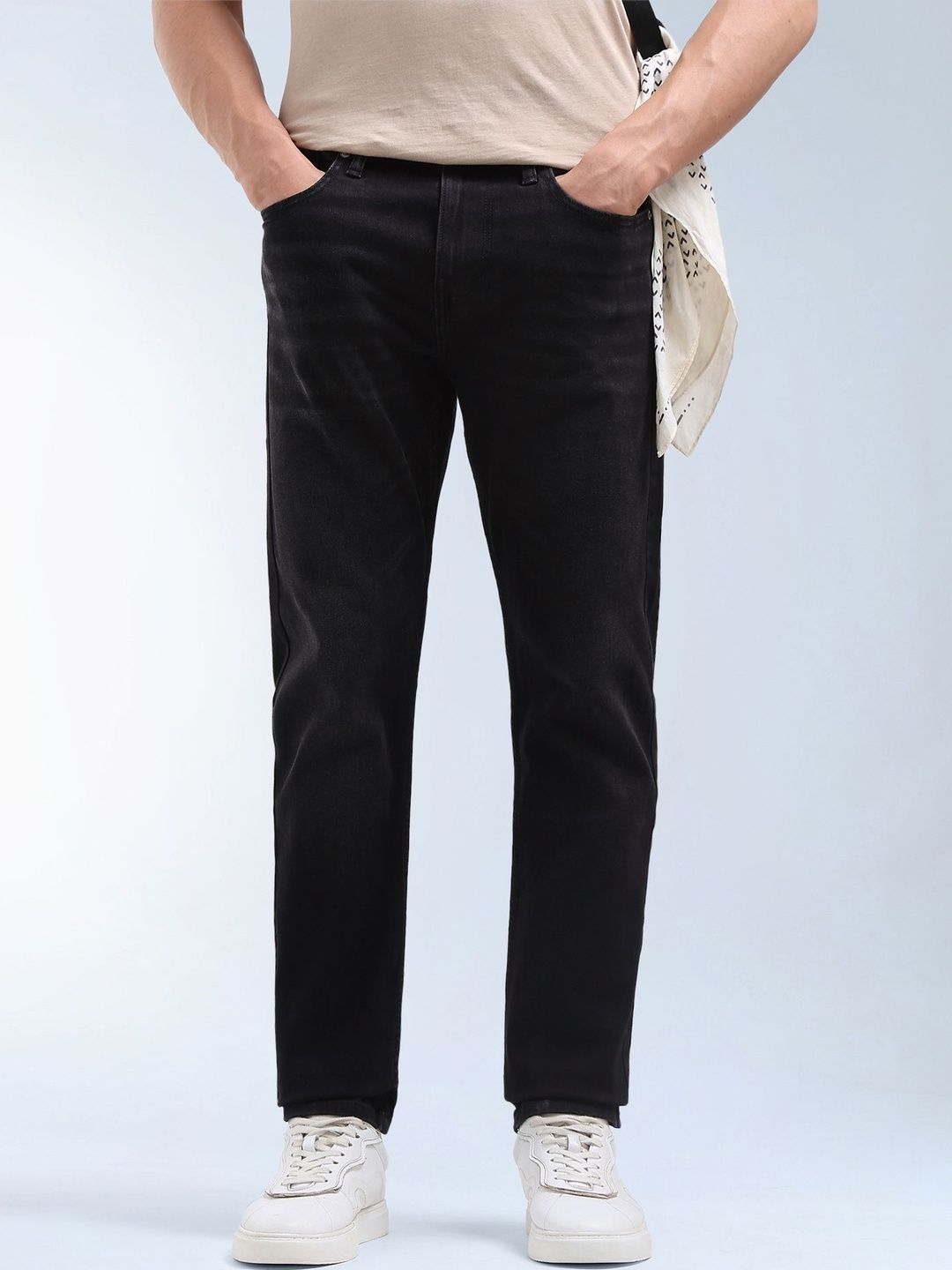 Flying Machine Men Tapered Fit Mid-Rise Light Fade Stretchable Jeans