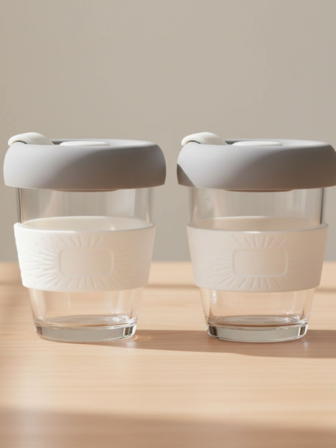 TASKHOUSE White & Transparent 2 Pieces Glass Dishwasher Safe Cups 350ml