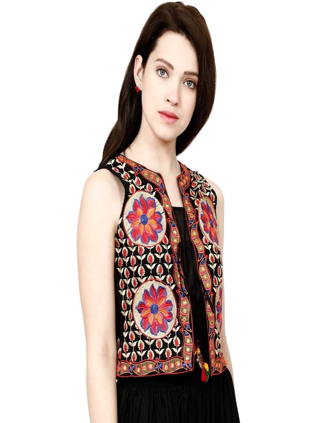 TAVAN Floral Embroidered Open Front Shrug