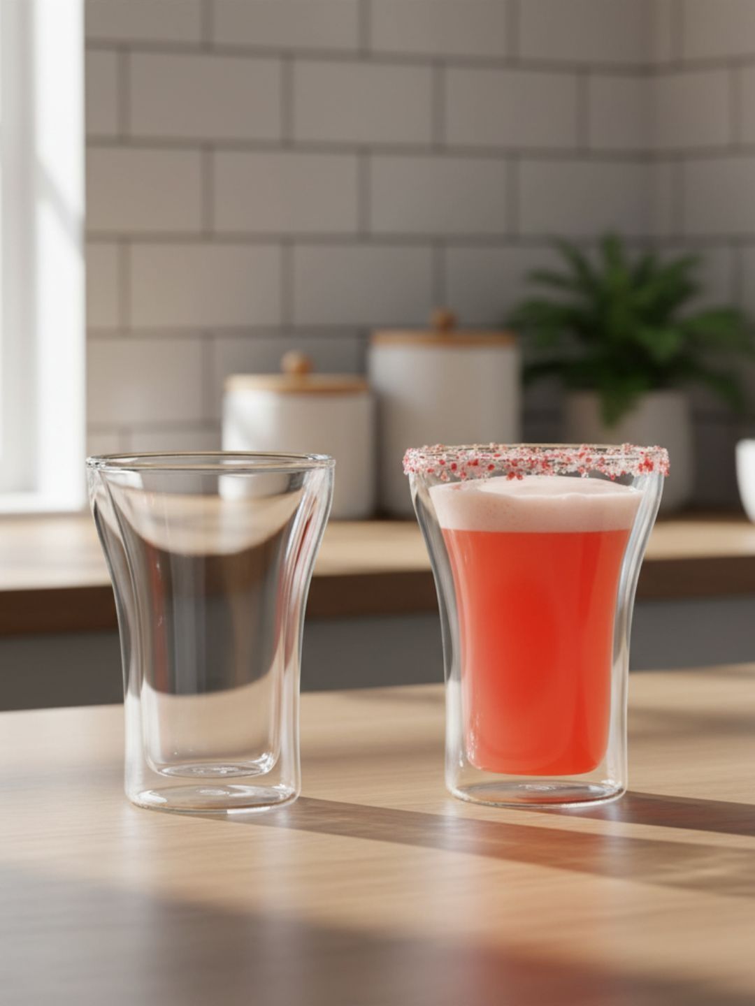 TASKHOUSE Transparent Solid Glass Transparent Cups Set of 2 Cups and Mugs