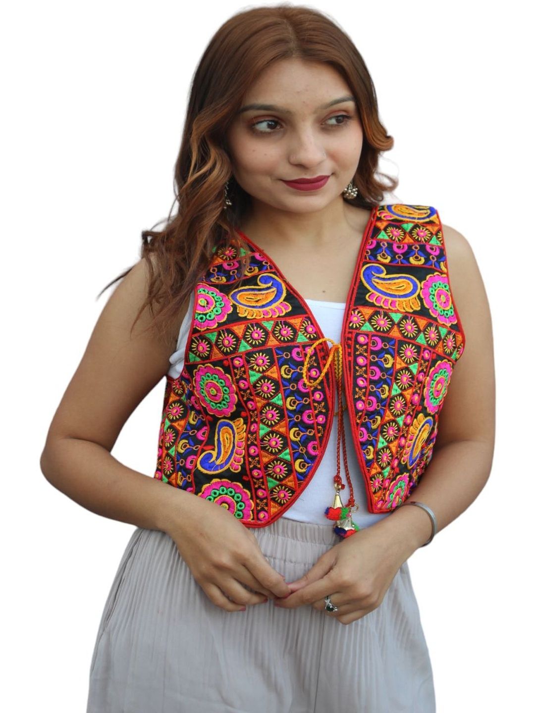 TAVAN Ethnic Floral Embroidered Shrug