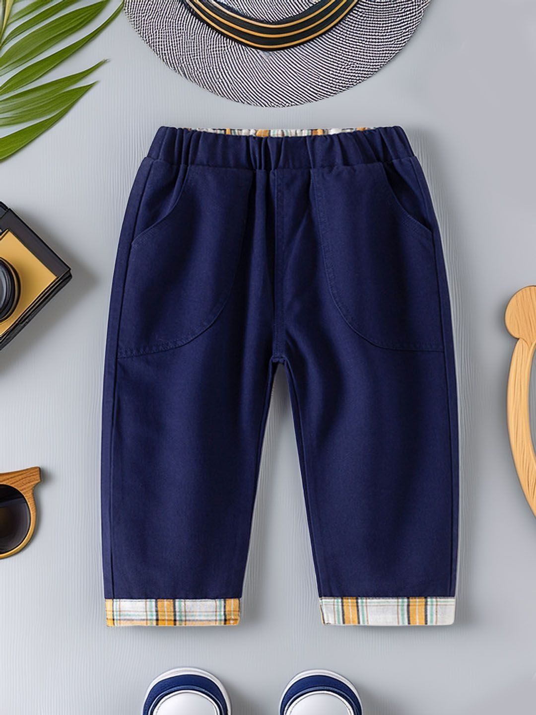 Xsole Boys Checked Regular Fit Mid-Rise Trousers