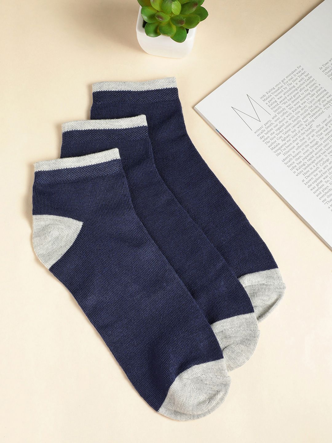 Teakwood Leathers Men Pack Of 3 Pure Cotton Ankle Length Socks