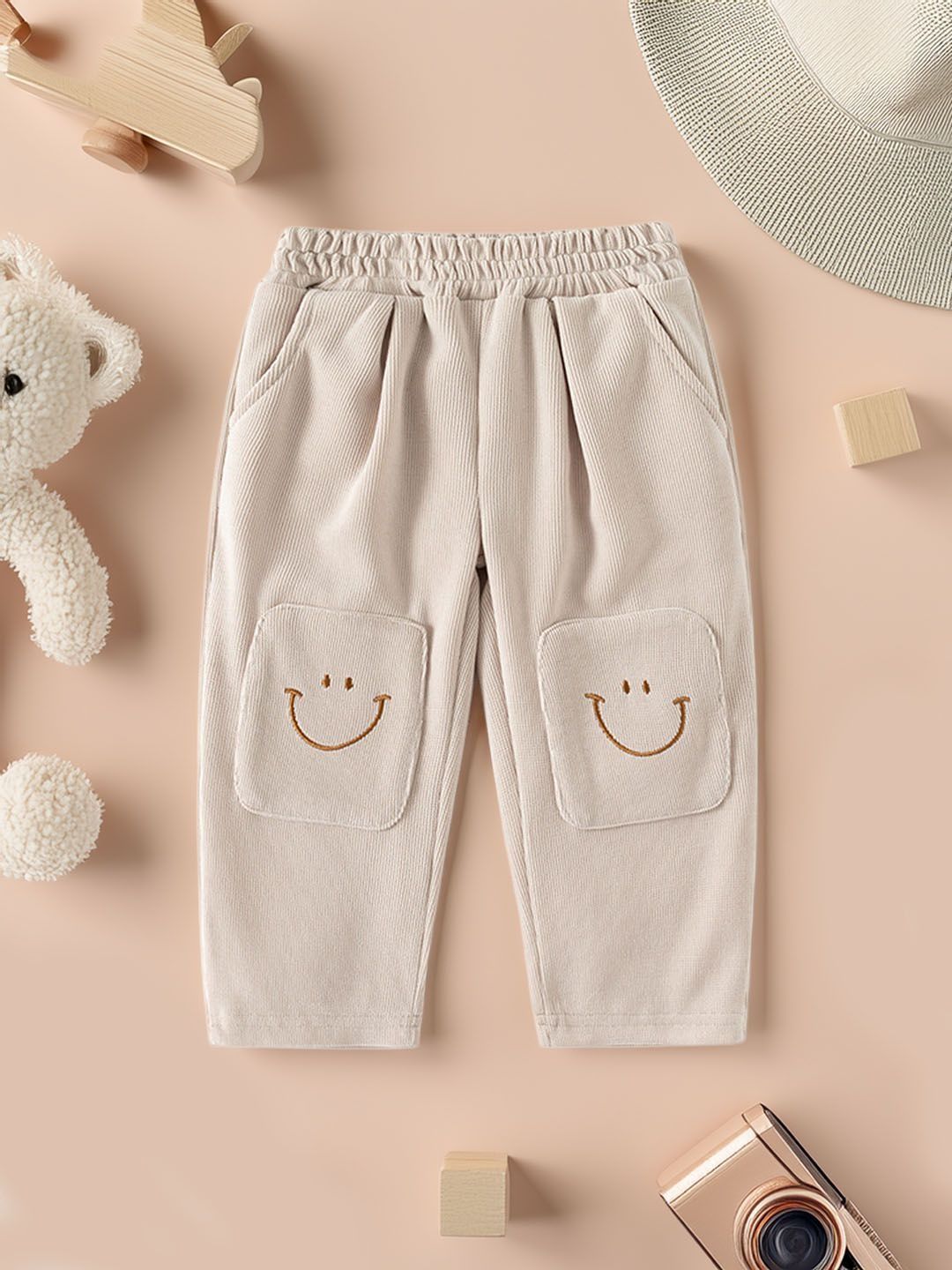 Xsole Boys Ribbed Self Design Mid-Rise Self Design Trousers