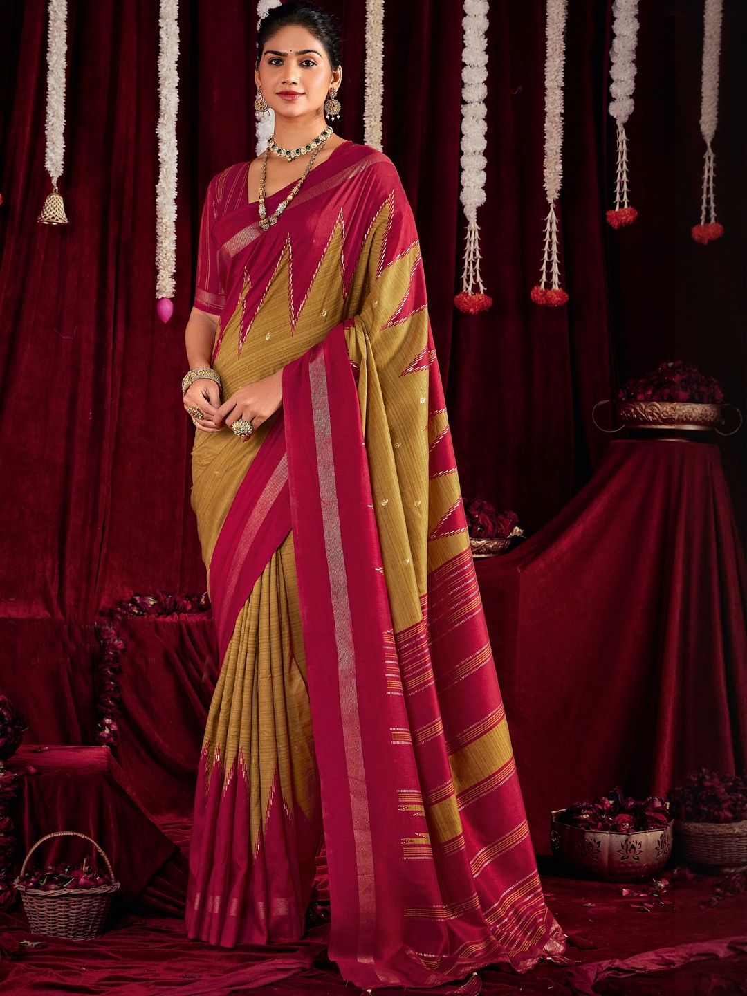 TIRA Woven Design Zari Silk Blend Handloom Fashion Saree
