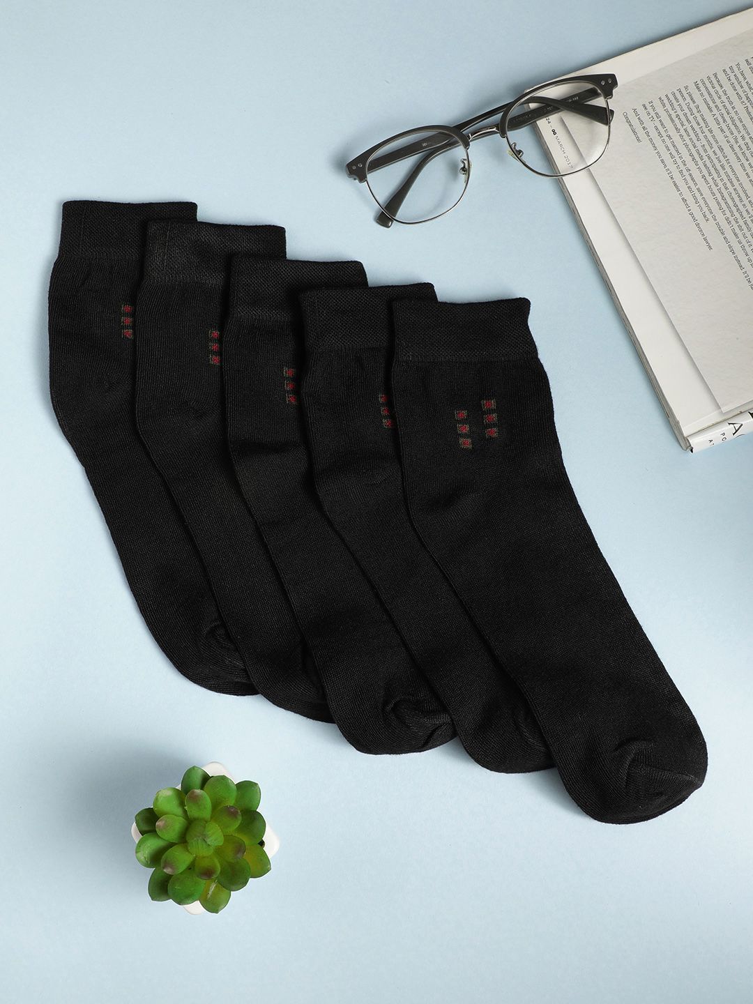 Teakwood Leathers Men Pack Of 5 Pure Cotton Above Ankle Length Socks
