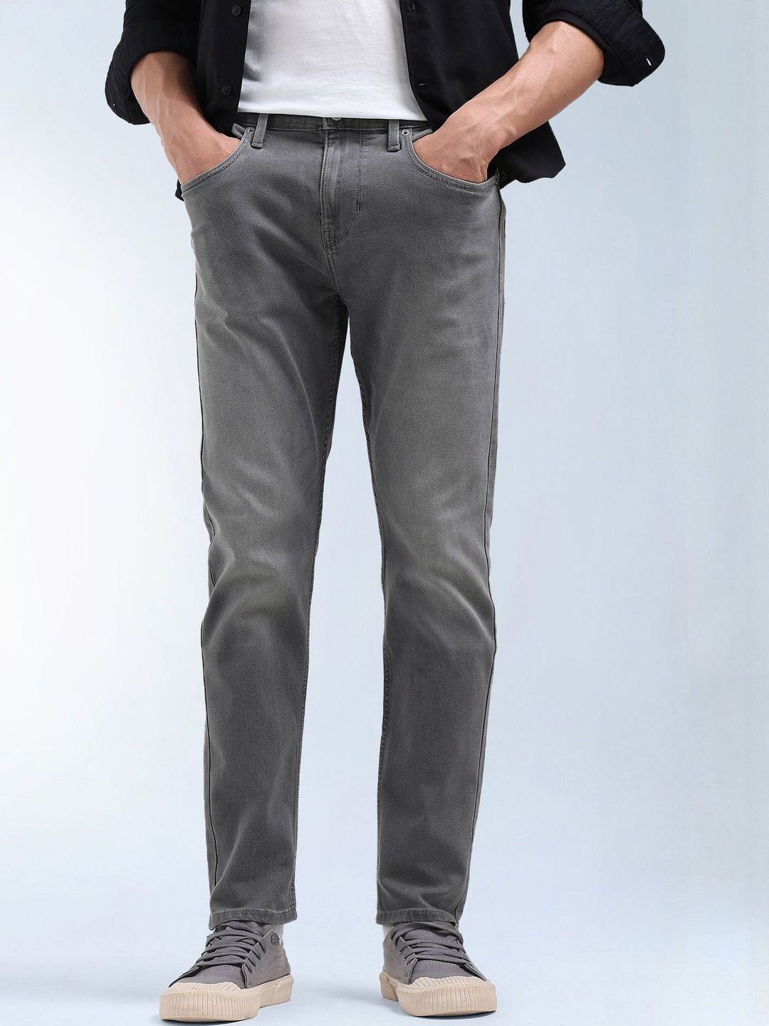 Flying Machine Men Tapered Fit Mid-Rise Light Fade Stretchable Jeans