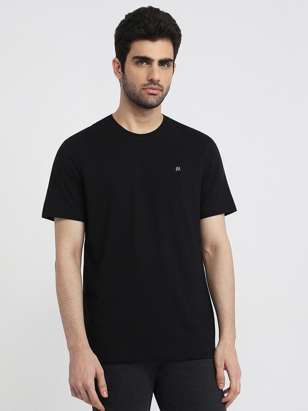 Raymond Men Solid Round Neck Pure Cotton T-shirt